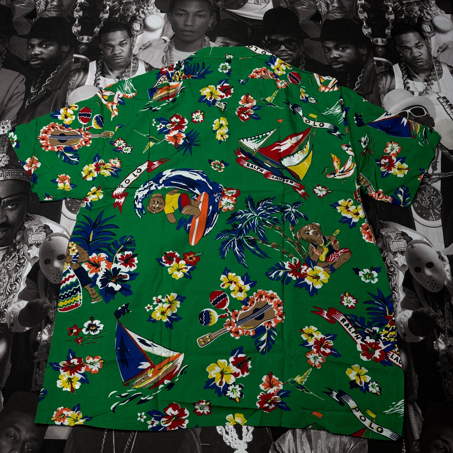 NWT Polo Ralph Lauren Classic Fit Polo Bear-Print Camp Shirt