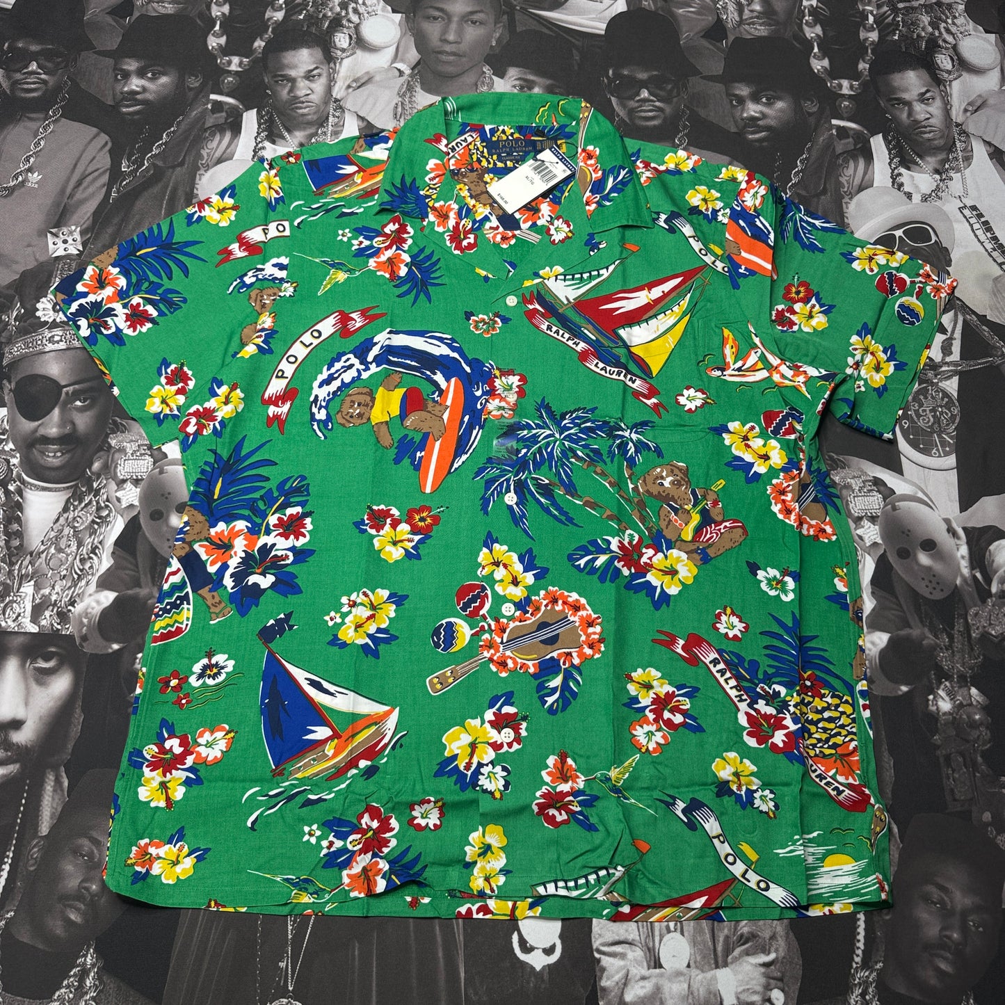 NWT Polo Ralph Lauren Classic Fit Polo Bear-Print Camp Shirt