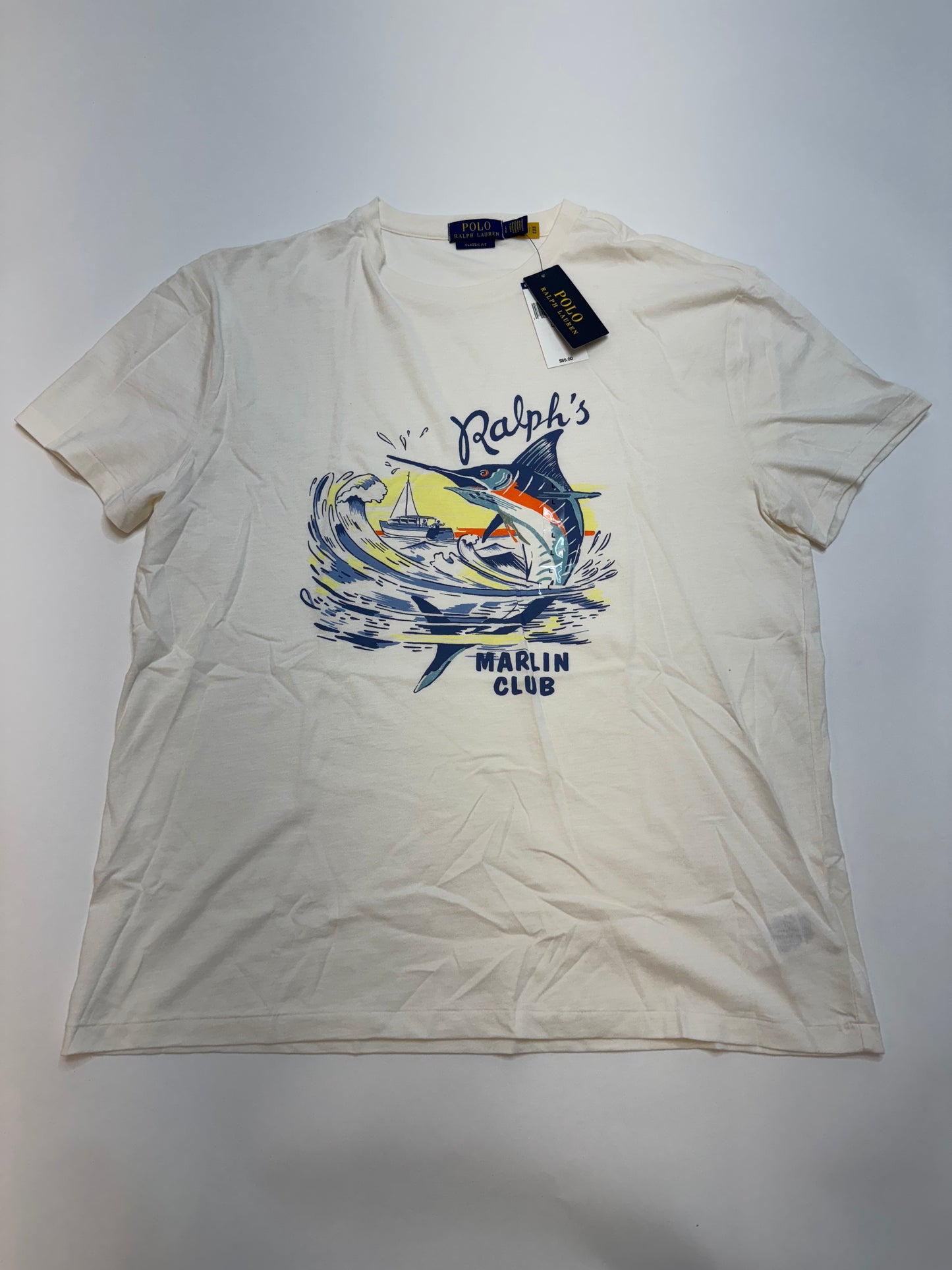 NWT Polo Ralph Lauren Classic Fit Slub Jersey Graphic T-Shirt Large White