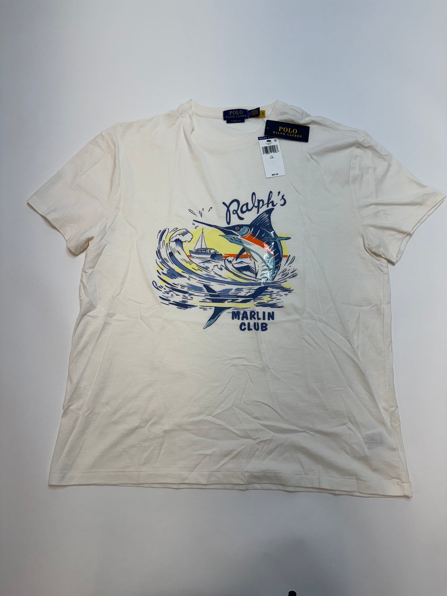 NWT Polo Ralph Lauren Classic Fit Slub Jersey Graphic T-Shirt Large White