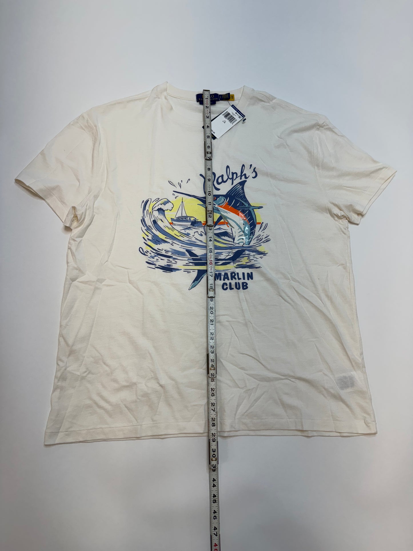 NWT Polo Ralph Lauren Classic Fit Slub Jersey Graphic T-Shirt Large White
