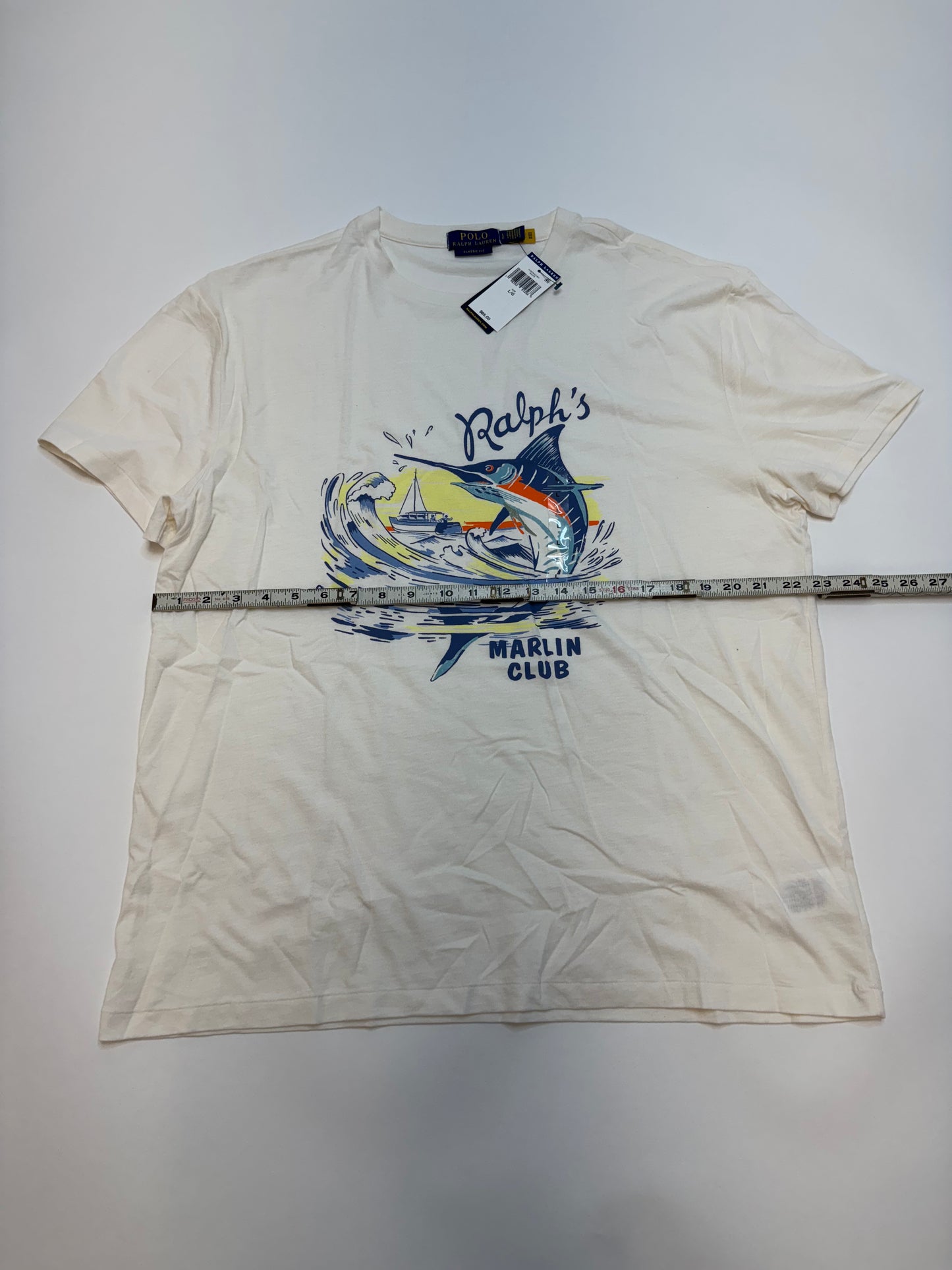NWT Polo Ralph Lauren Classic Fit Slub Jersey Graphic T-Shirt Large White