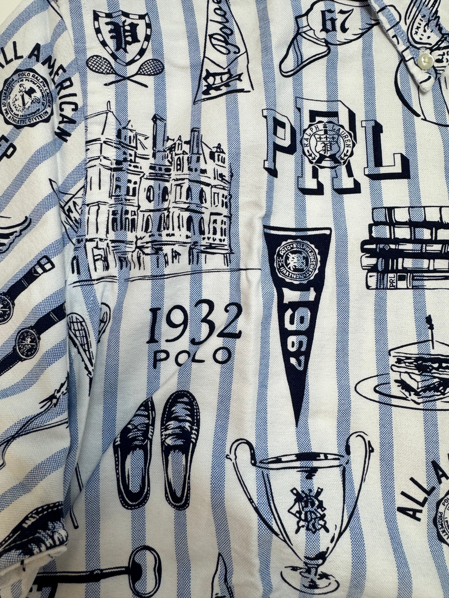NWT Polo Ralph Lauren Classic Fit Striped Oxford Button Down Shirt Large - White