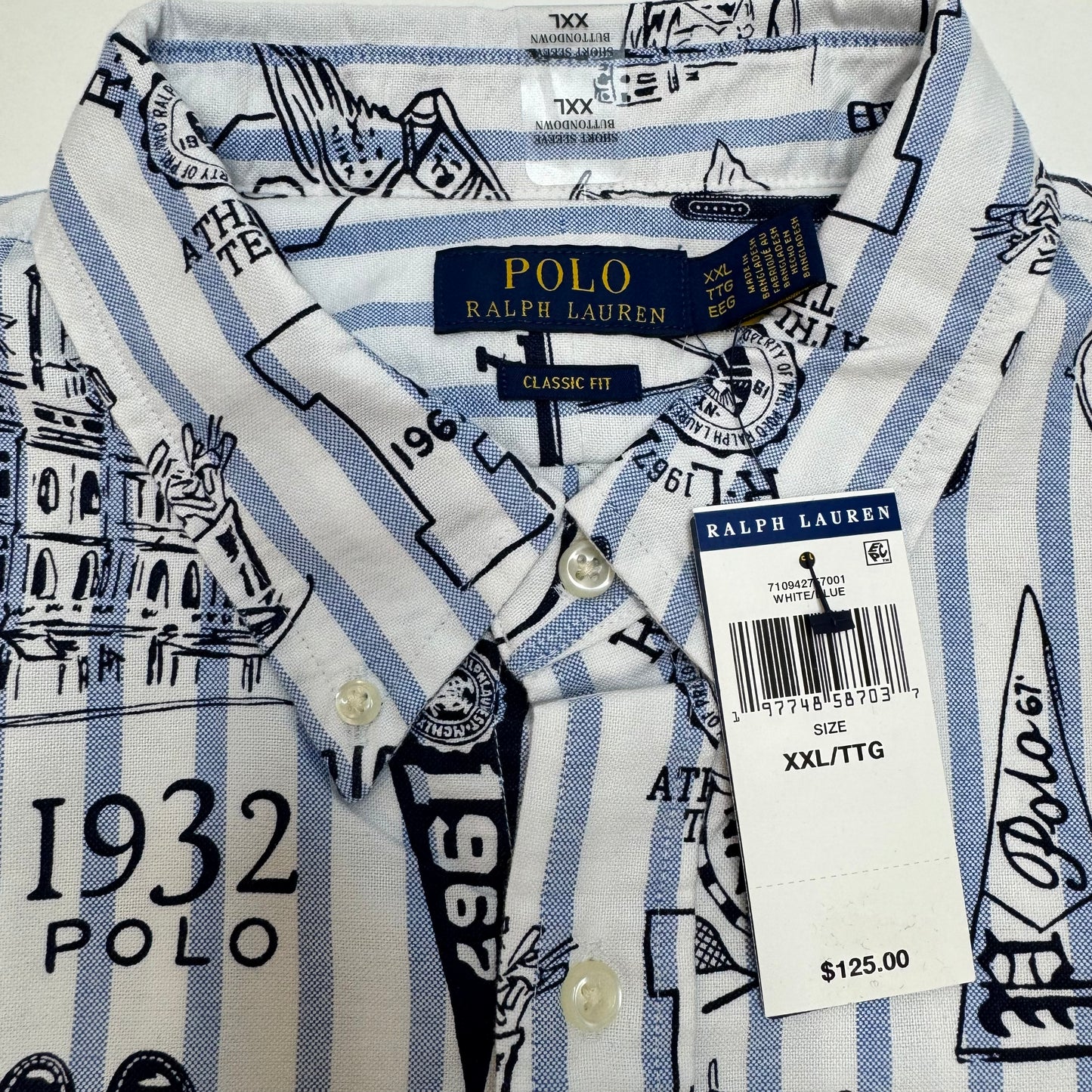 NWT Polo Ralph Lauren Classic Fit Striped Oxford Button Down Shirt Size XXL