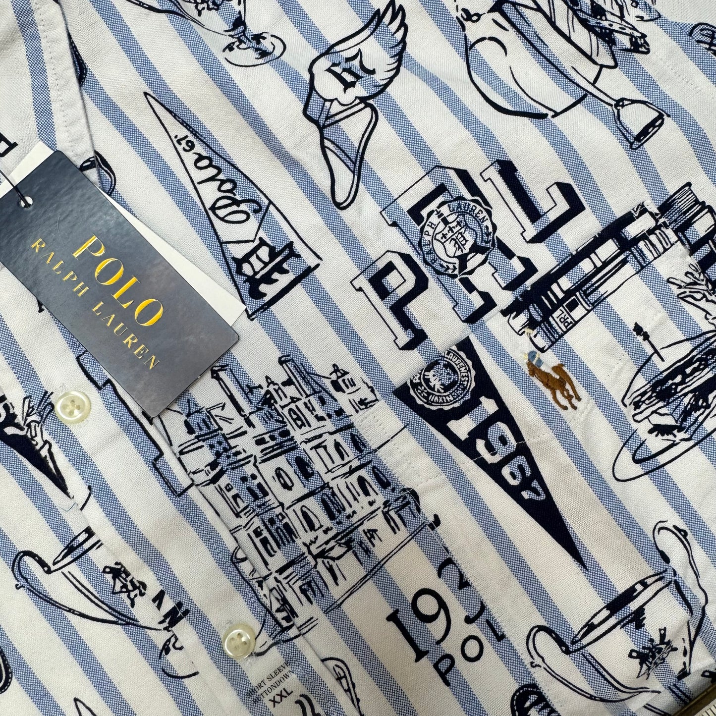 NWT Polo Ralph Lauren Classic Fit Striped Oxford Button Down Shirt Size XXL