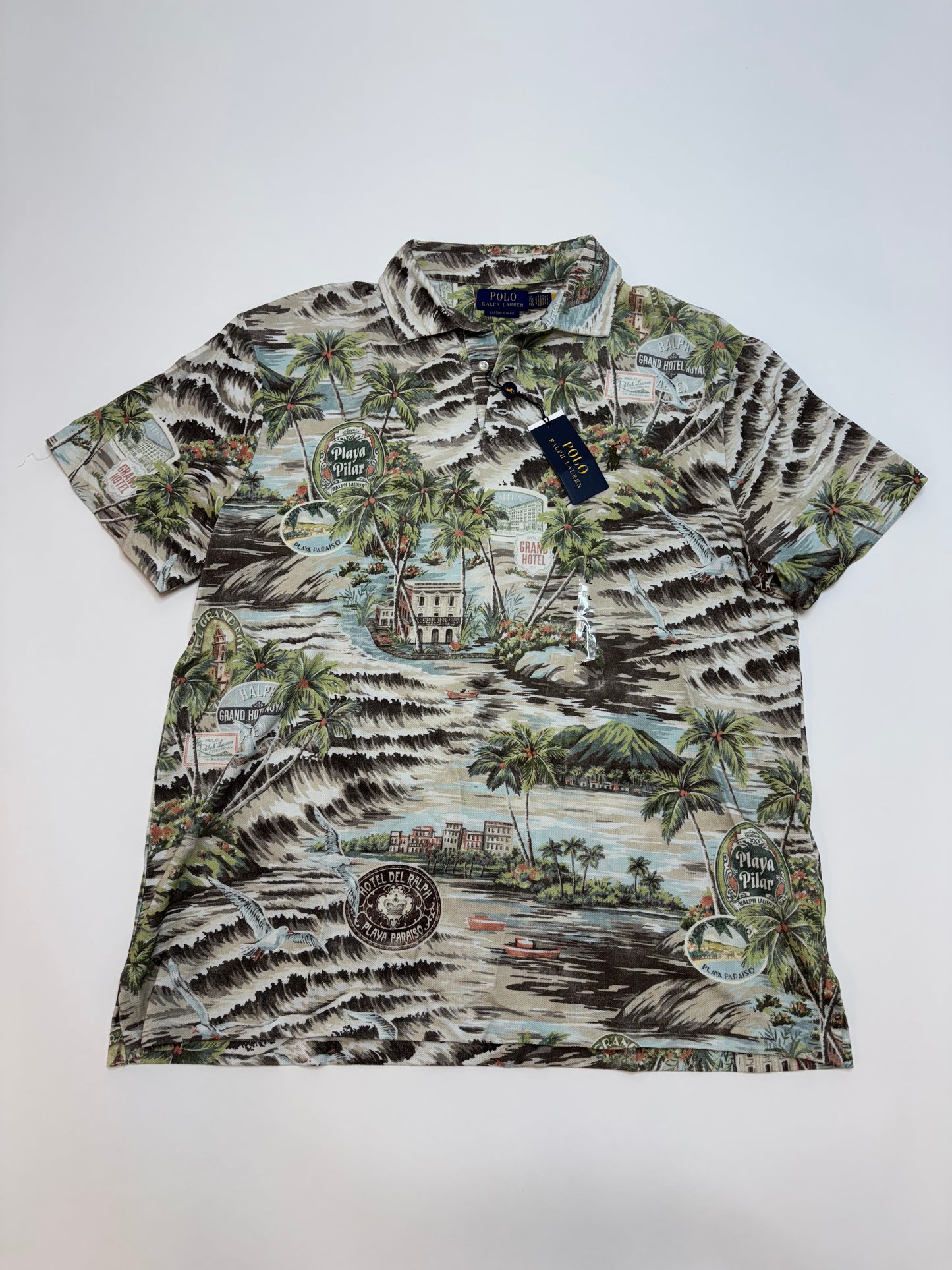 NWT Polo Ralph Lauren Custom Slim Fit Printed Mesh Polo Shirt XL Multi-Colored
