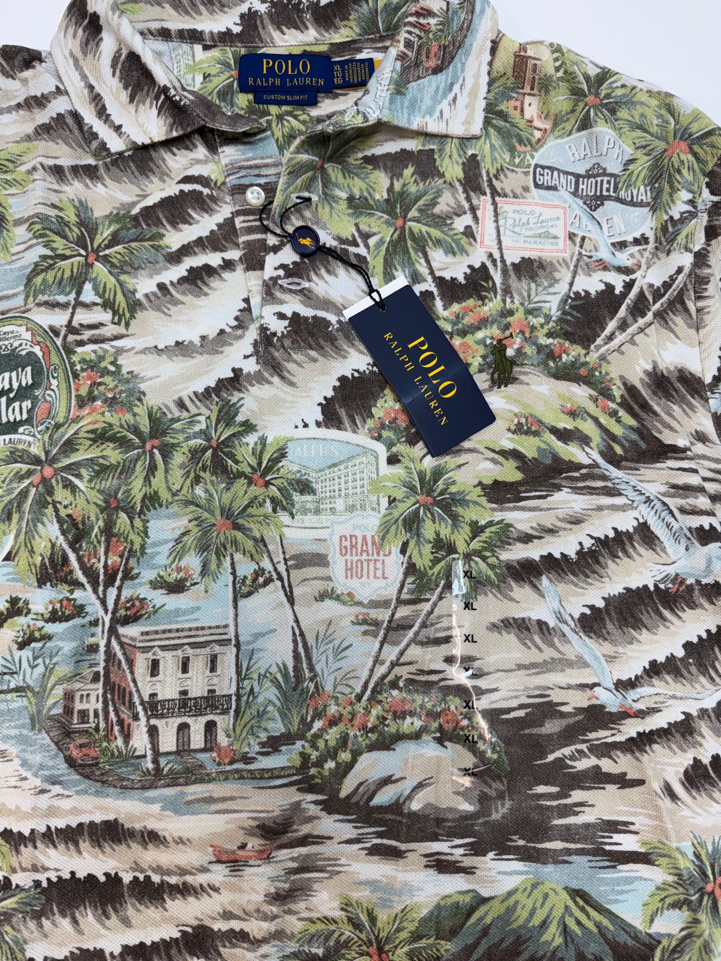 NWT Polo Ralph Lauren Custom Slim Fit Printed Mesh Polo Shirt XL Multi-Colored