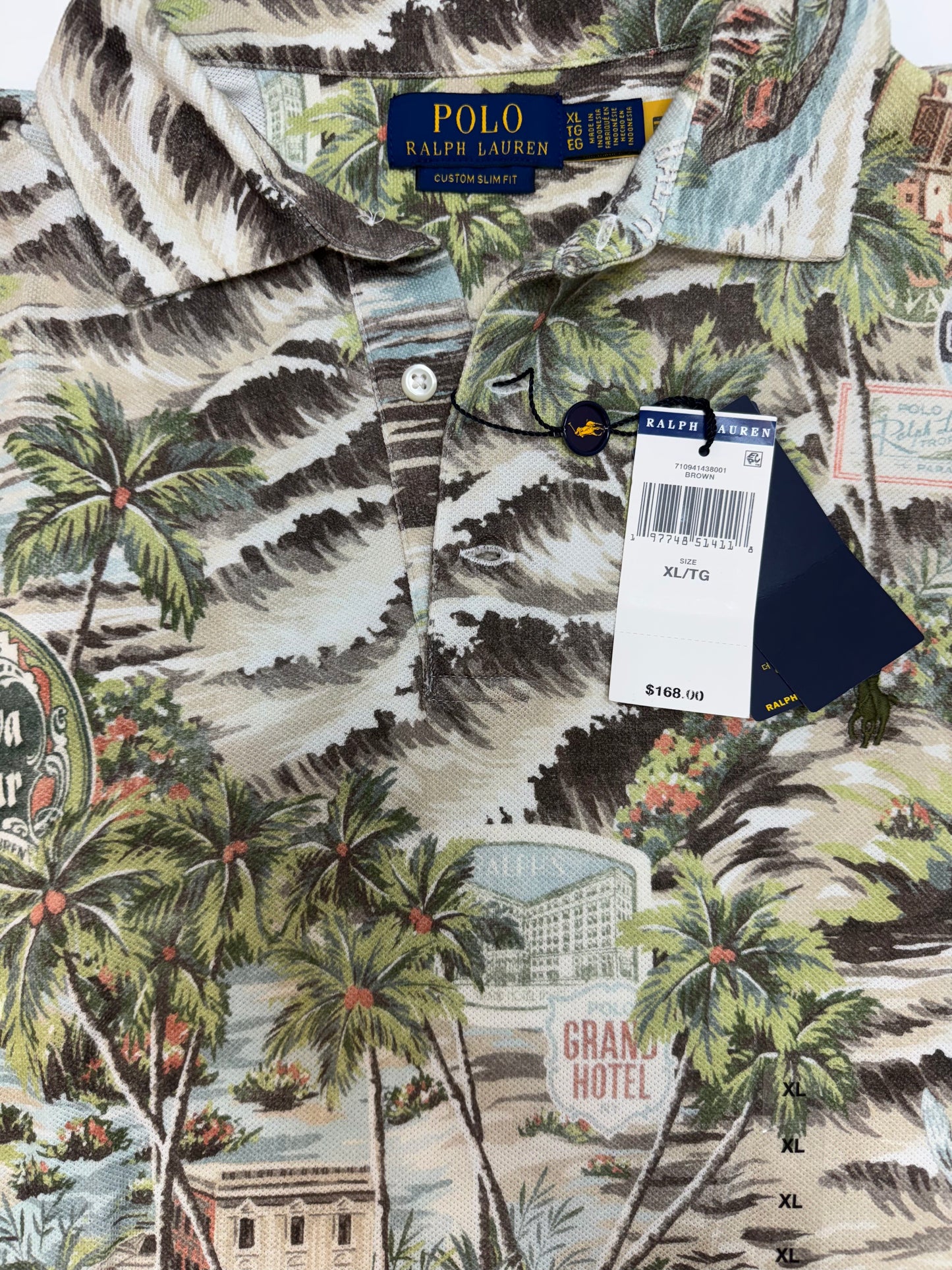 NWT Polo Ralph Lauren Custom Slim Fit Printed Mesh Polo Shirt XL Multi-Colored