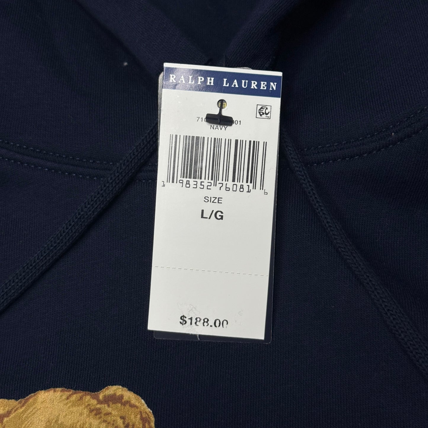 NWT Polo Ralph Lauren Polo Bear Garment-Dyed Fleece Hoodie Large