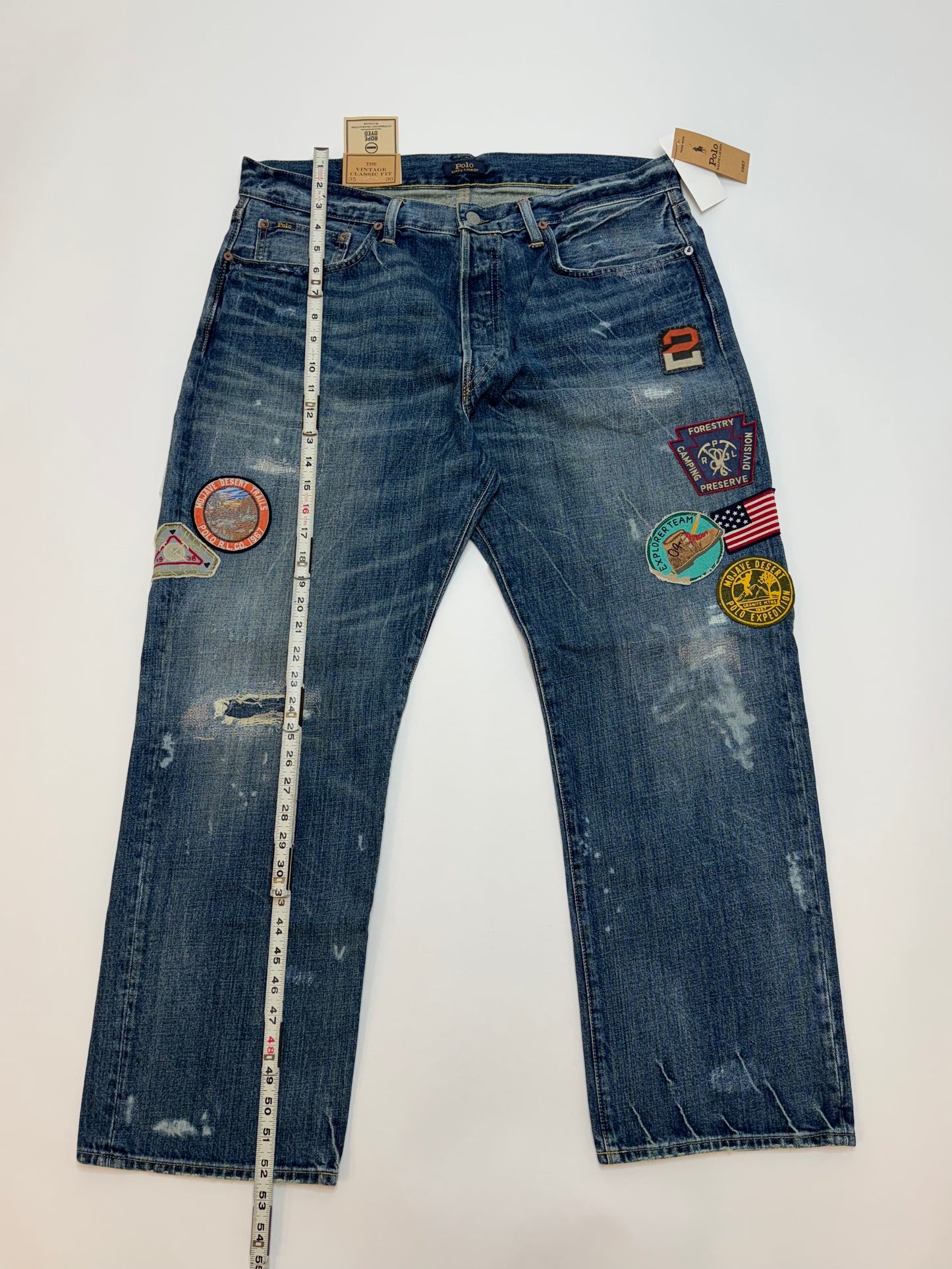 NWT Polo Ralph Lauren Vintage Classic Fit Graphic Jean Blue 35x30