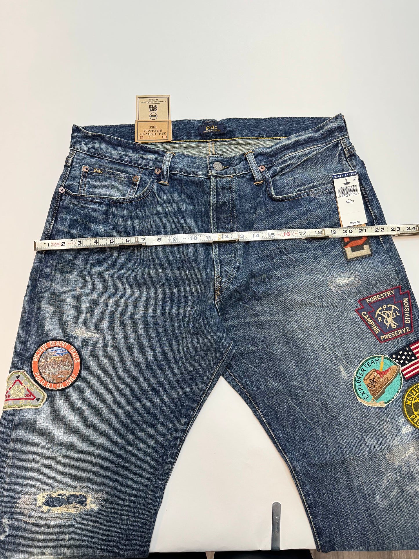 NWT Polo Ralph Lauren Vintage Classic Fit Graphic Jean Blue 35x30