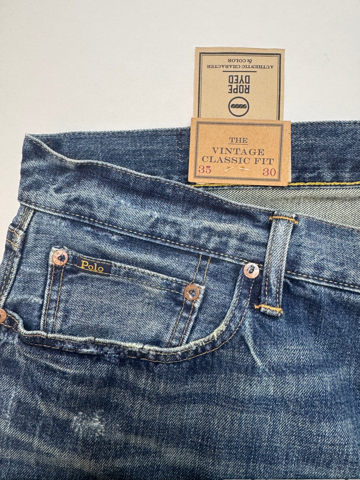 NWT Polo Ralph Lauren Vintage Classic Fit Graphic Jean Blue 35x30
