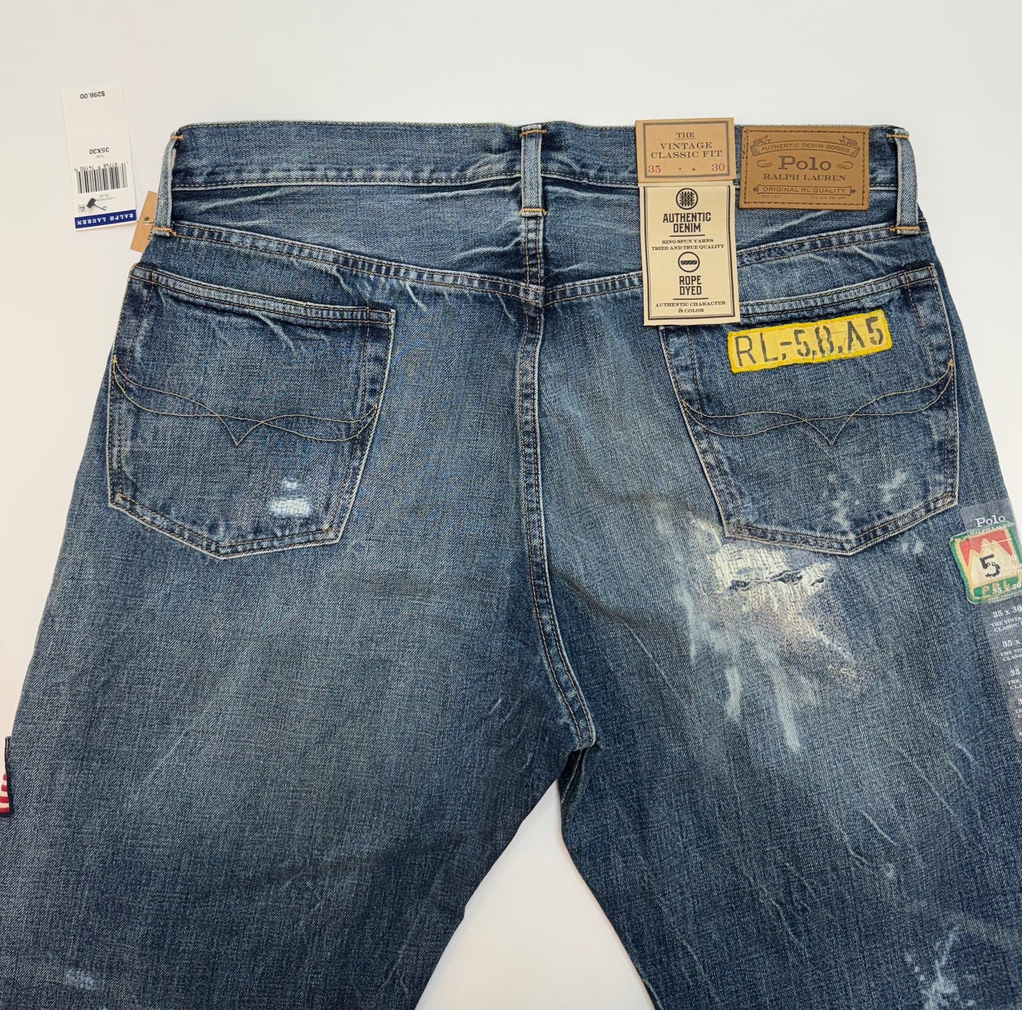 NWT Polo Ralph Lauren Vintage Classic Fit Graphic Jean Blue 35x30