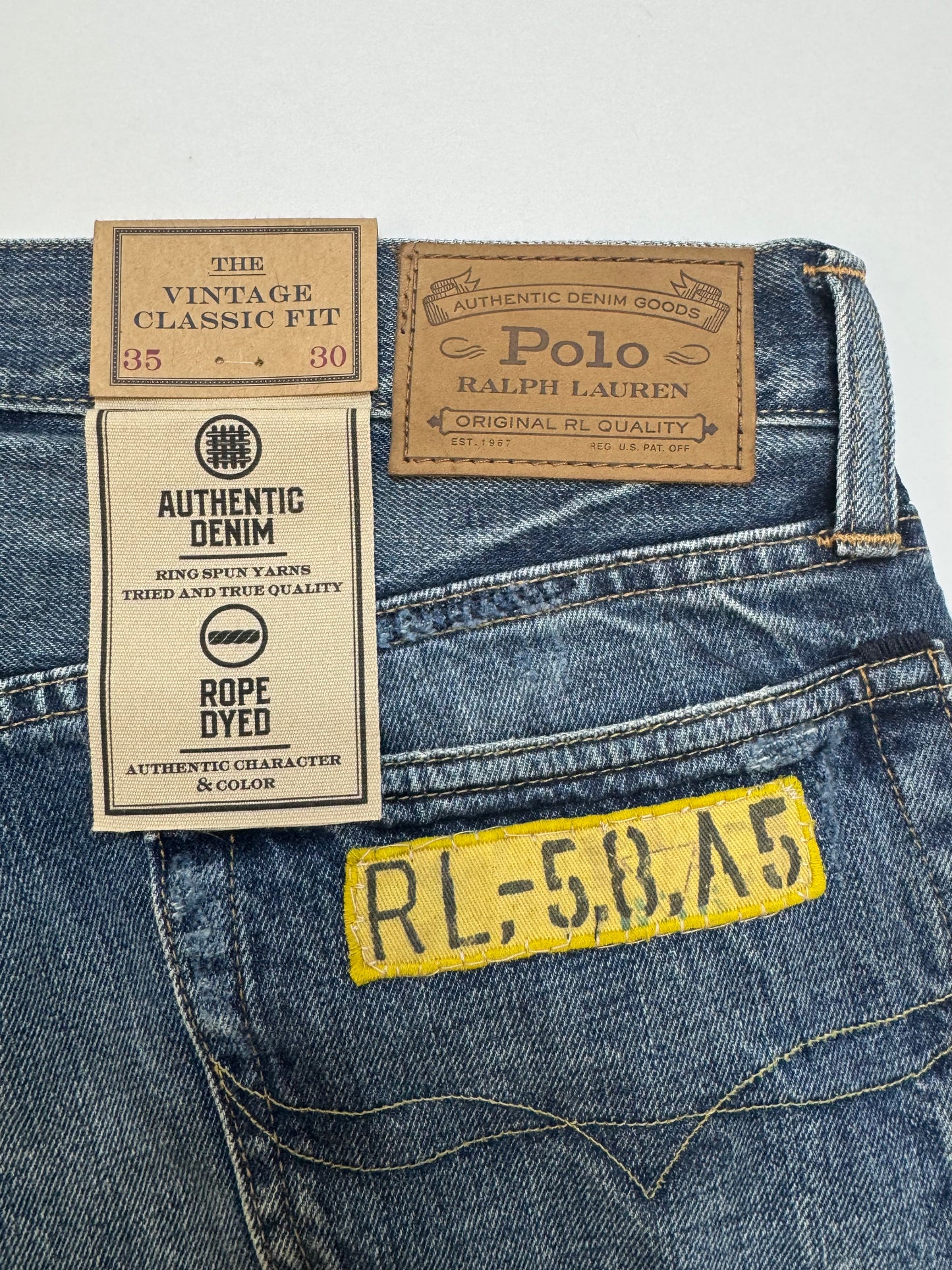 NWT Polo Ralph Lauren Vintage Classic Fit Graphic Jean Blue 35x30