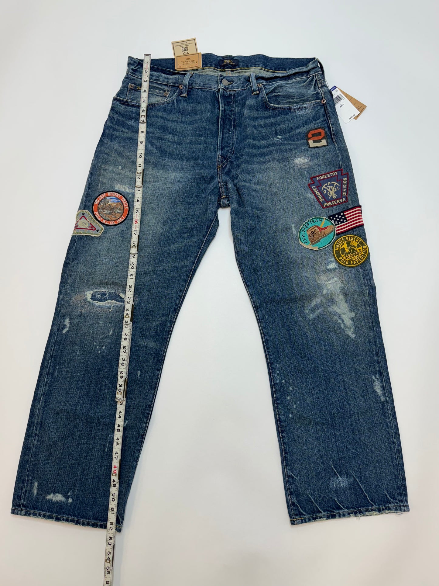 NWT Polo Ralph Lauren Vintage Classic Fit Graphic Jean Blue Size 34x30 MPN 197748141468