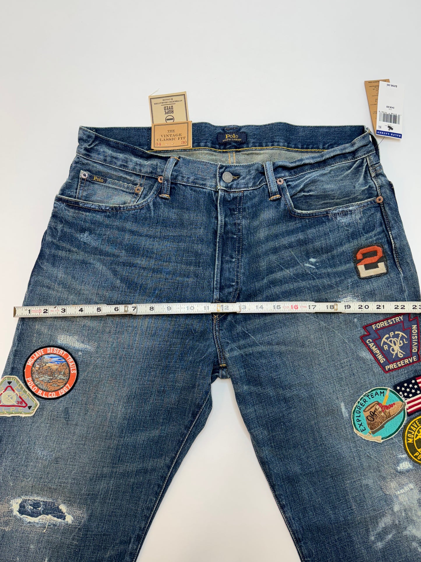 NWT Polo Ralph Lauren Vintage Classic Fit Graphic Jean Blue Size 34x30 MPN 197748141468