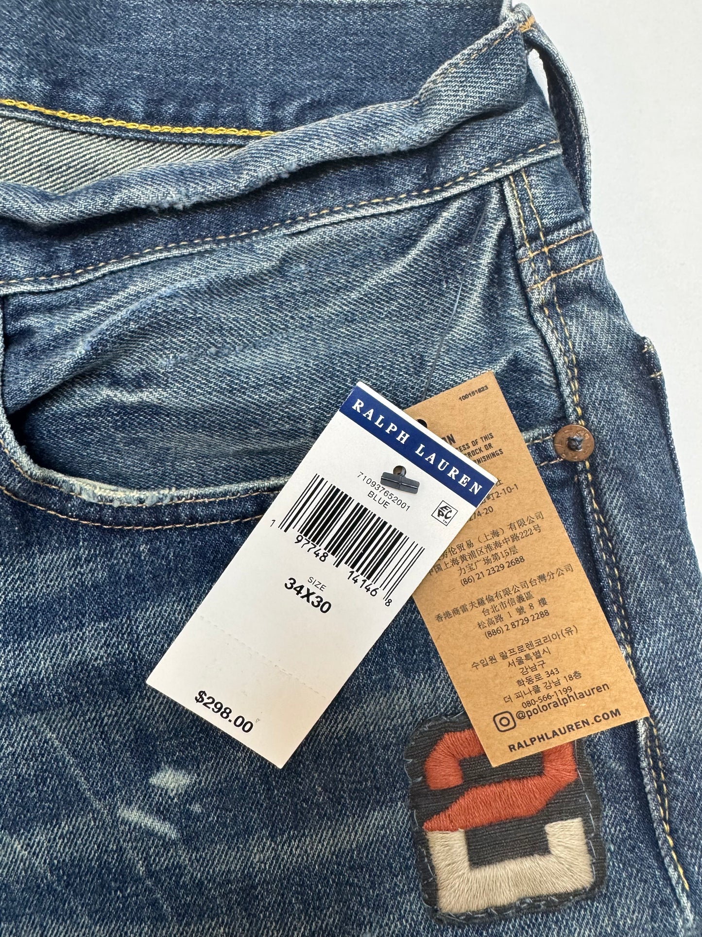 NWT Polo Ralph Lauren Vintage Classic Fit Graphic Jean Blue Size 34x30 MPN 197748141468