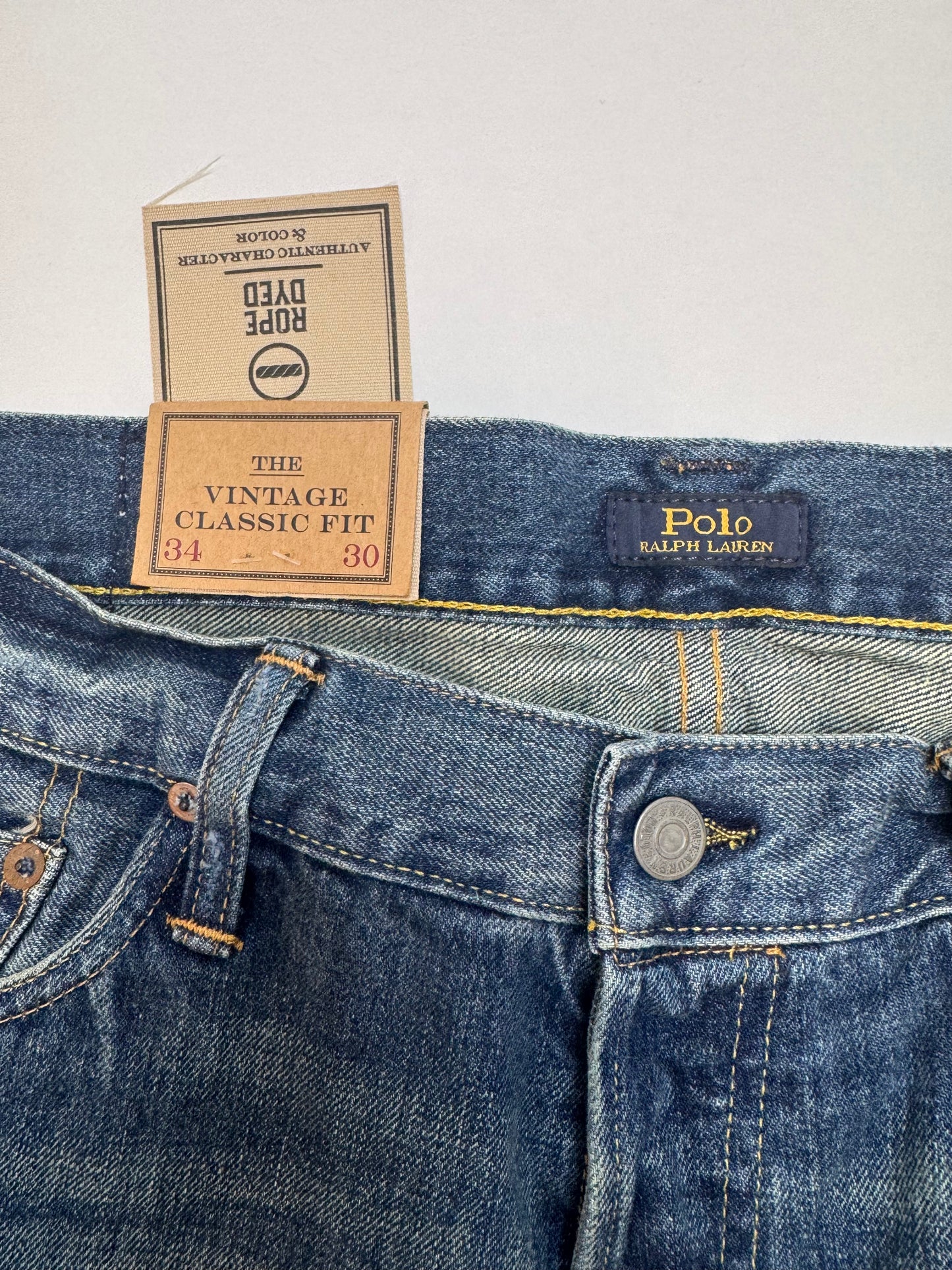 NWT Polo Ralph Lauren Vintage Classic Fit Graphic Jean Blue Size 34x30 MPN 197748141468