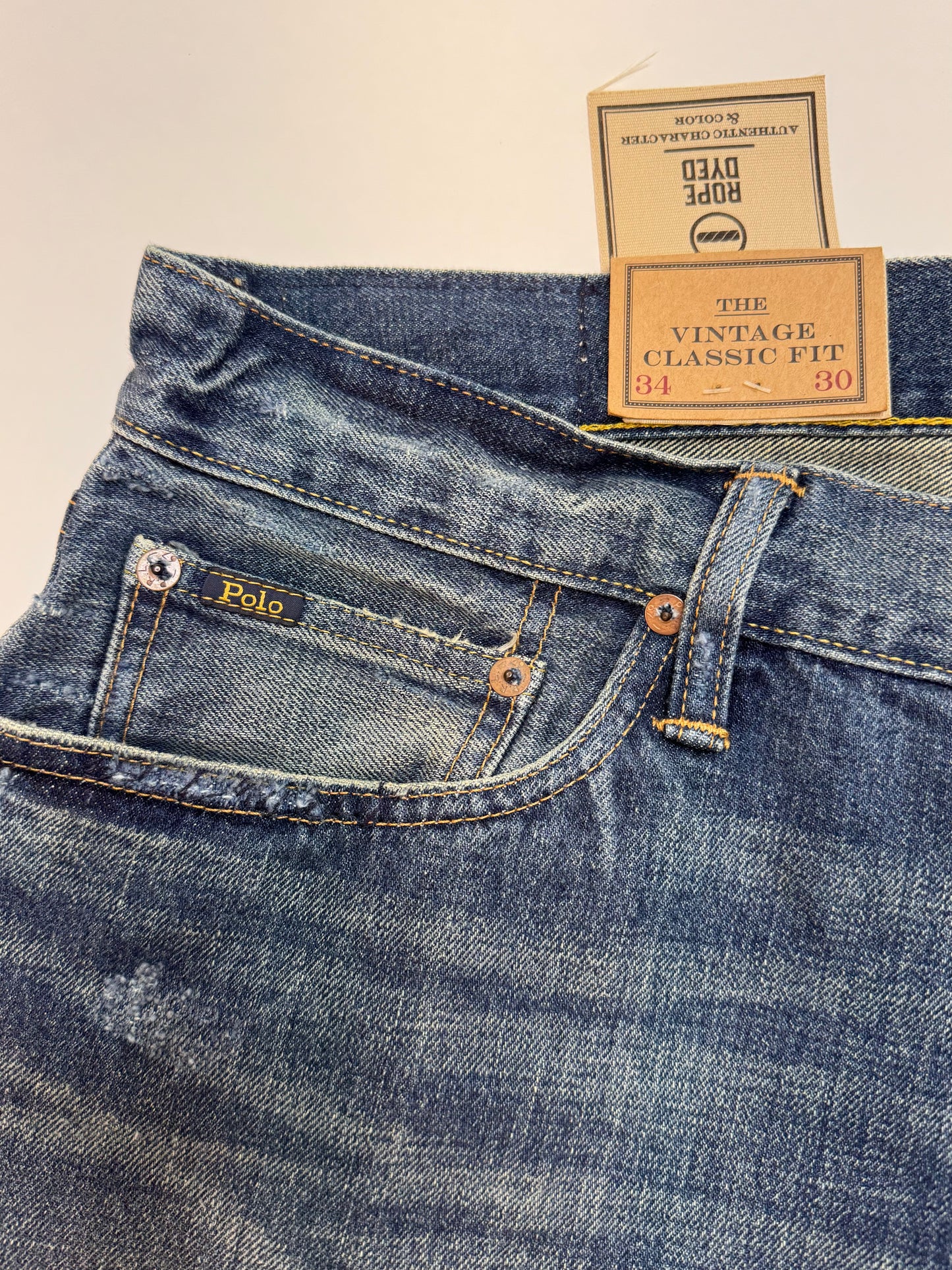 NWT Polo Ralph Lauren Vintage Classic Fit Graphic Jean Blue Size 34x30 MPN 197748141468