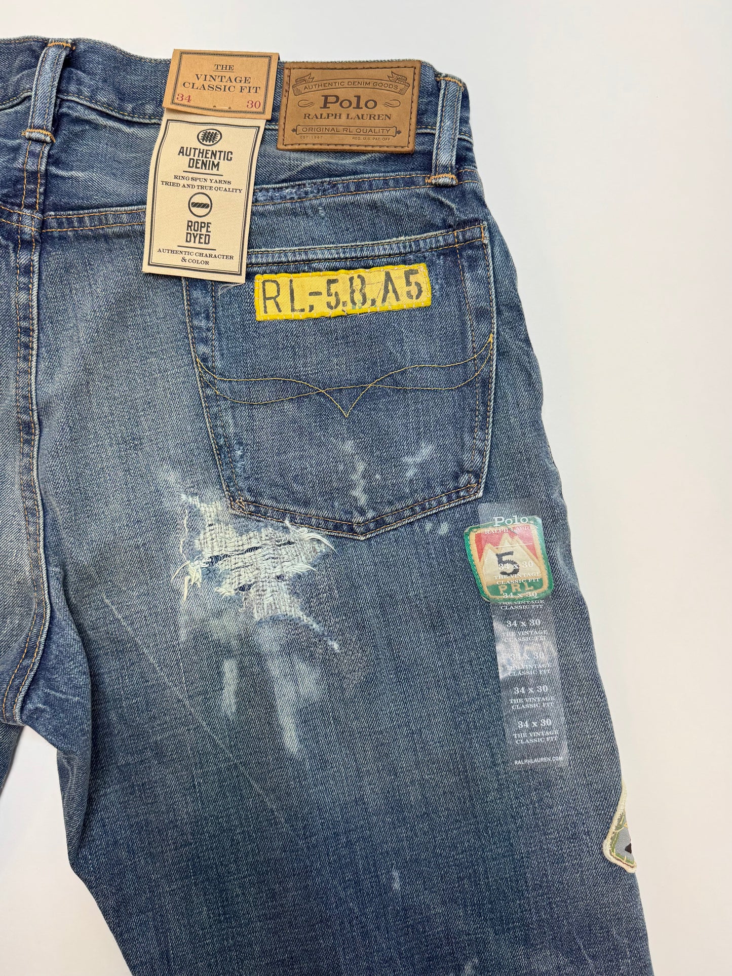 NWT Polo Ralph Lauren Vintage Classic Fit Graphic Jean Blue Size 34x30 MPN 197748141468
