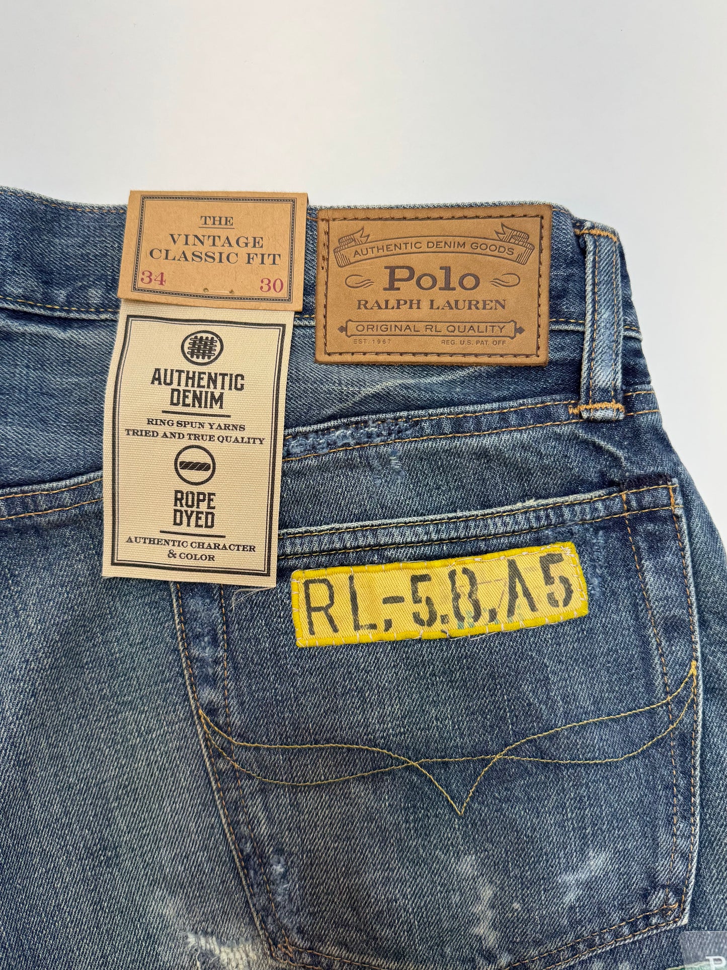 NWT Polo Ralph Lauren Vintage Classic Fit Graphic Jean Blue Size 34x30 MPN 197748141468