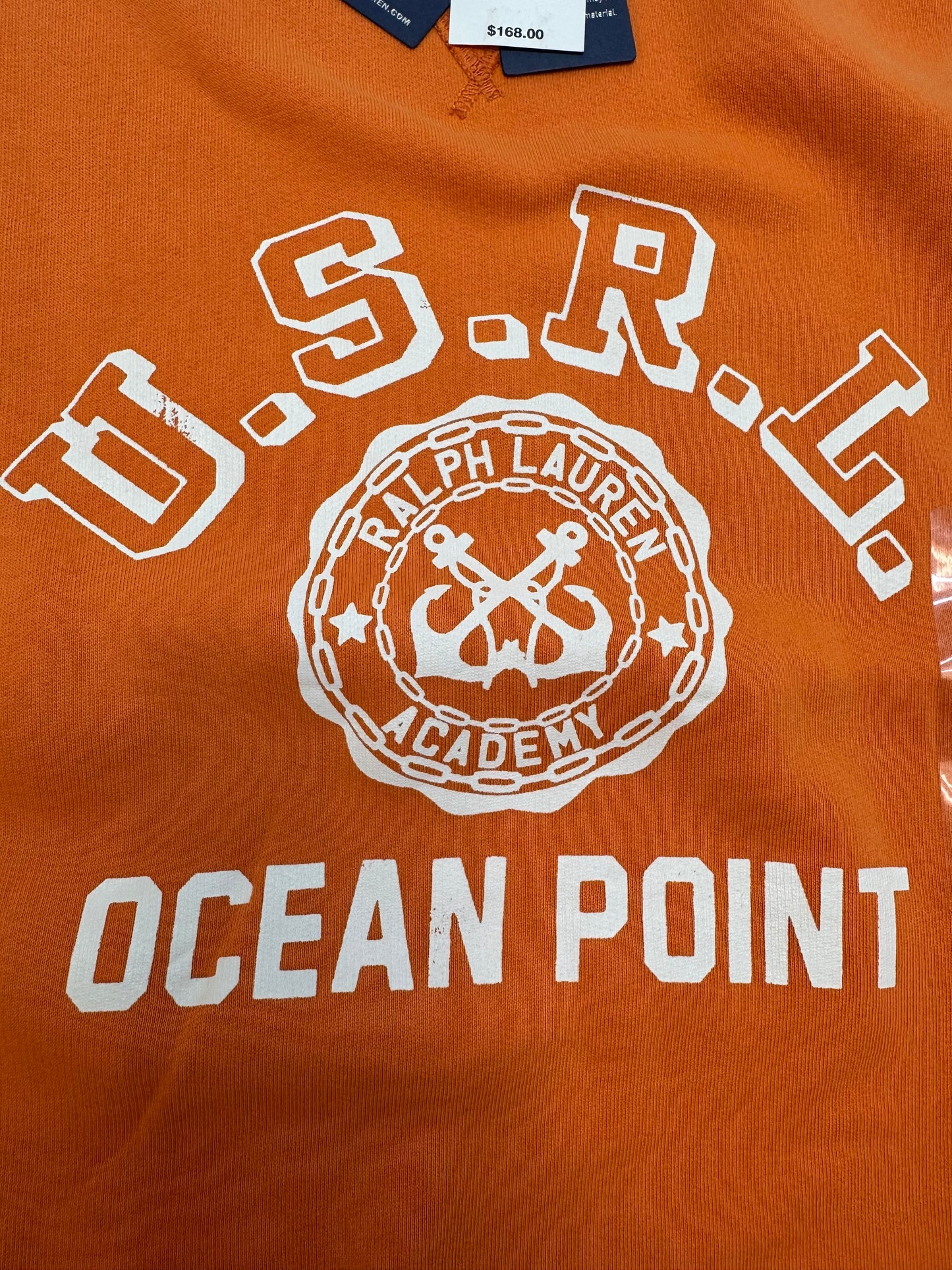 NWT Polo Ralph Lauren Vintage Fit Fleece Graphic Sweatshirt Orange 656621