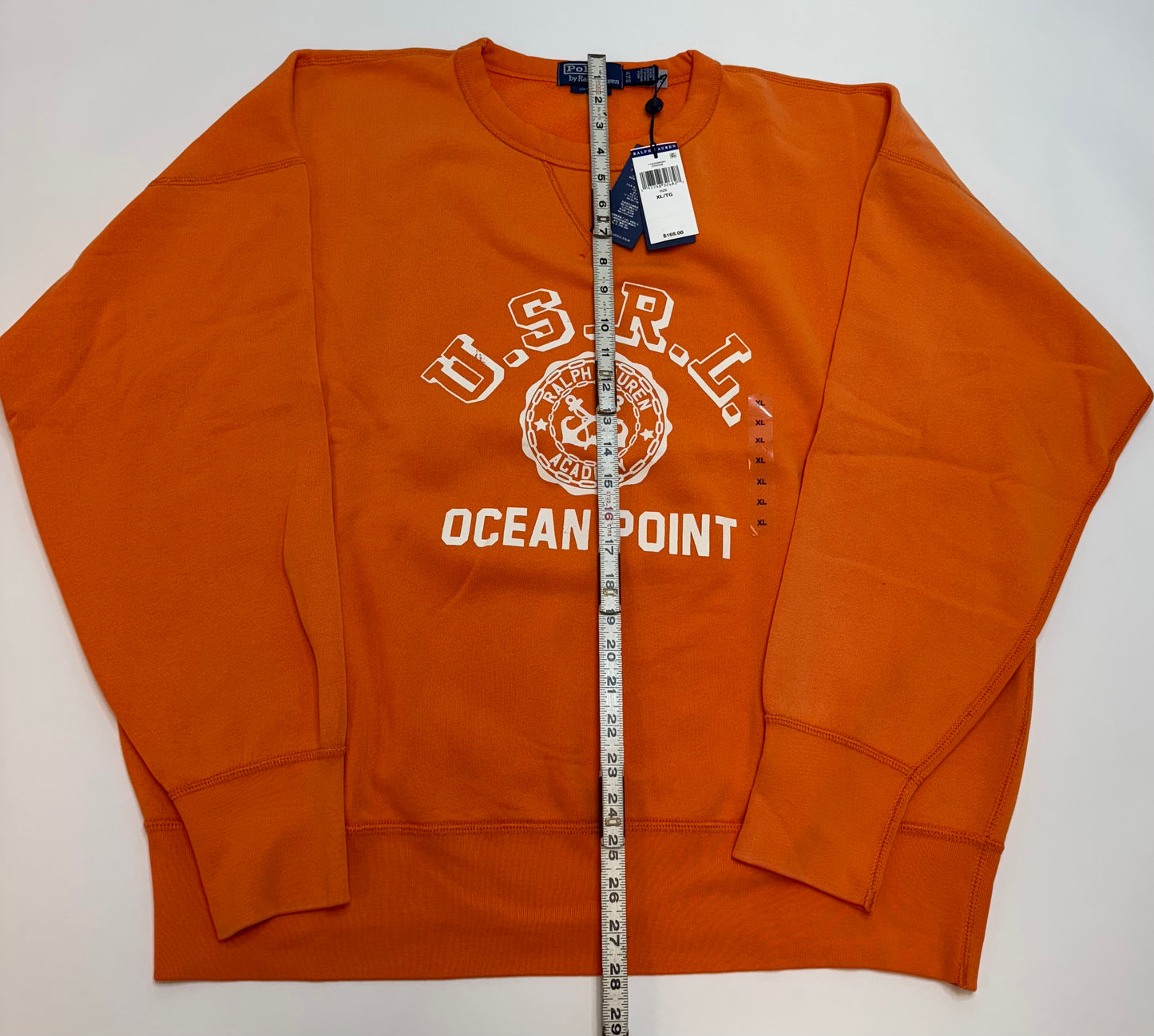 NWT Polo Ralph Lauren Vintage Fit Fleece Graphic Sweatshirt Orange 656621