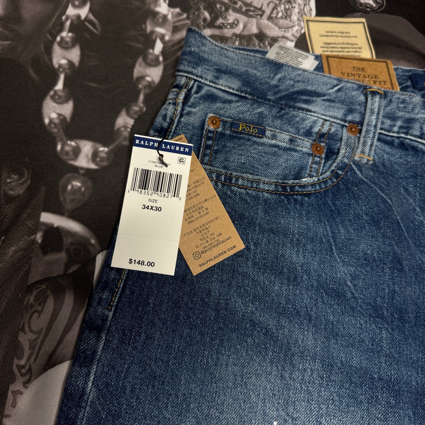 NWT Polo Ralph Lauren The Vintage Classic Fit Full Length Straight Denim Jeans