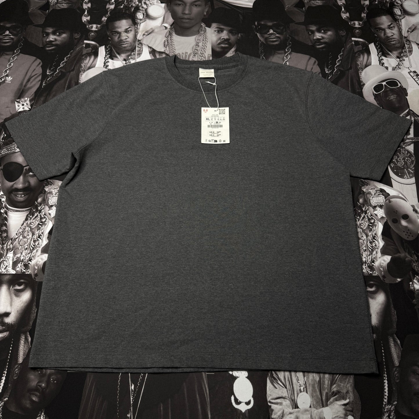 NWT Zara Origins heavyweight Tee sz XL Dark Grey