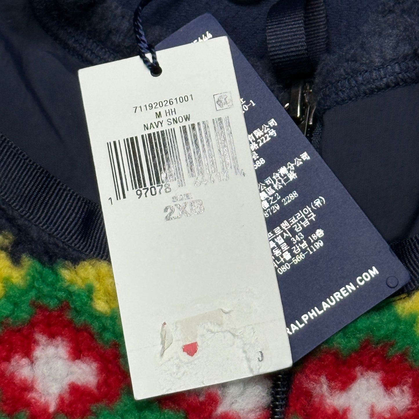 New Polo Ralph Lauren Jacquard Pile In Cruise Navy Snowflake Fairisle Size 2XB