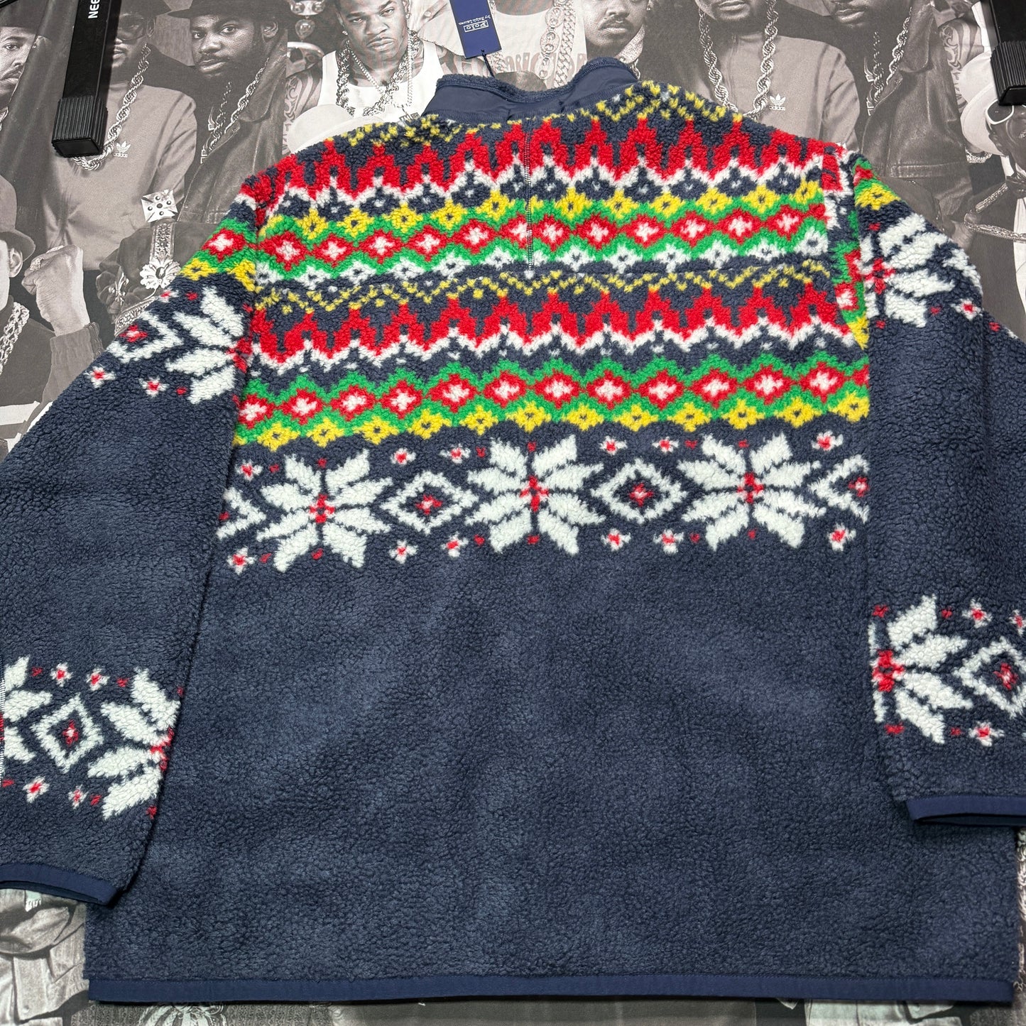 New Polo Ralph Lauren Jacquard Pile In Cruise Navy Snowflake Fairisle Size 2XB