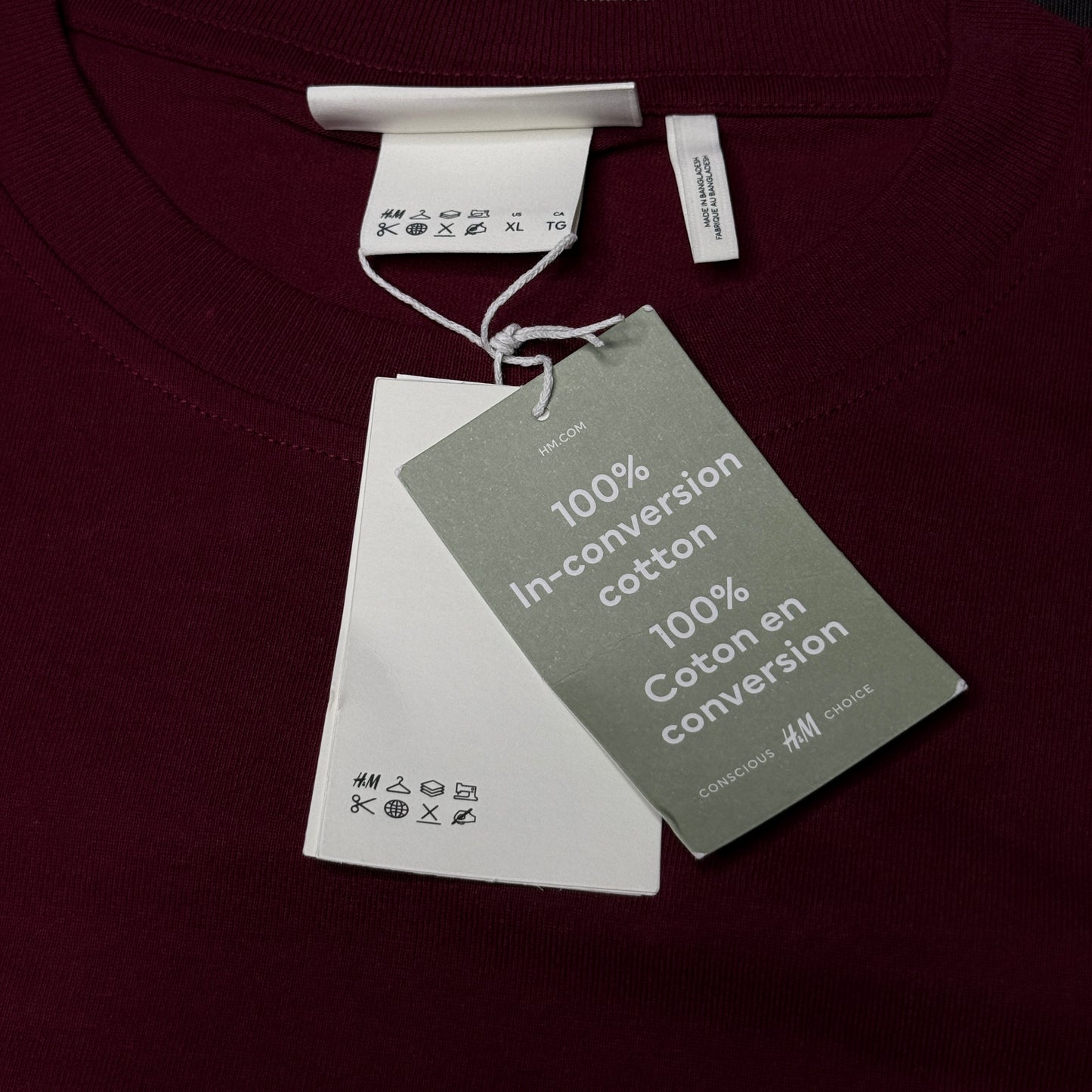 NWT H&M Heavyweight Cotton Tee Burgundy SZ XL