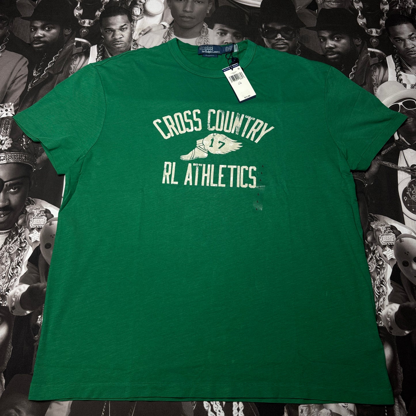 NWT Polo Ralph Lauren "P-Wing" RL Athletics Cross Country Crewneck T-Shirt Primary Green