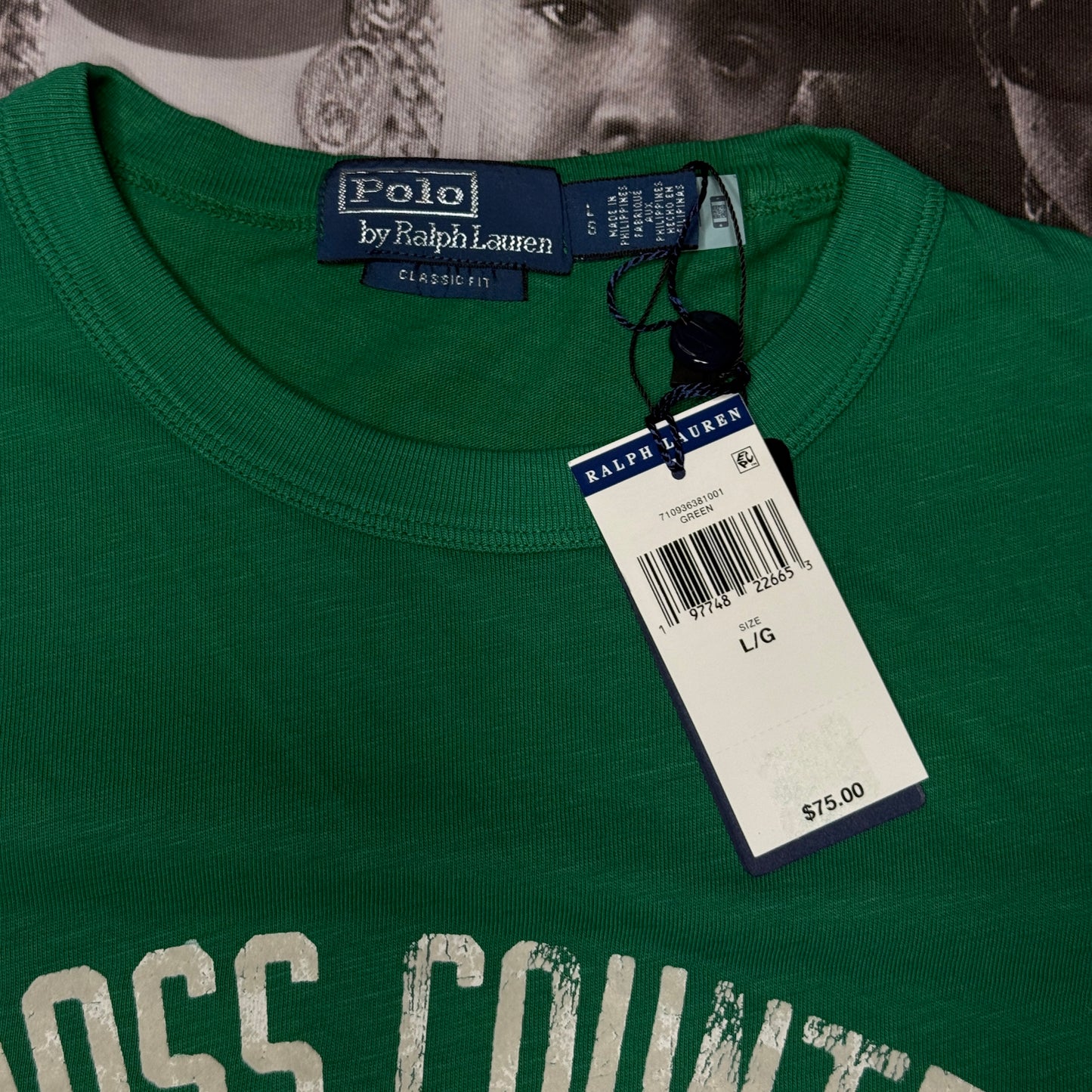 NWT Polo Ralph Lauren "P-Wing" RL Athletics Cross Country Crewneck T-Shirt Primary Green