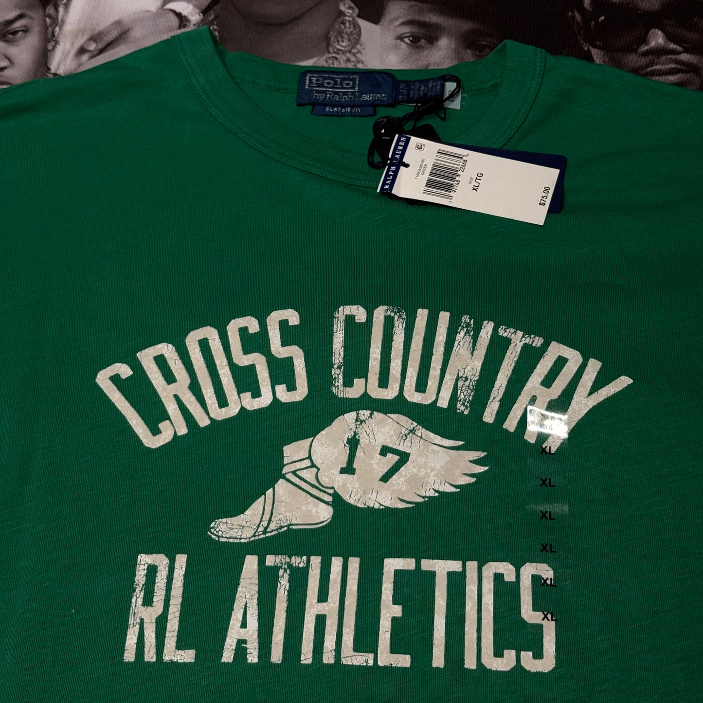 NWT Polo Ralph Lauren "P-Wing" RL Athletics Cross Country Crewneck T-Shirt Primary Green