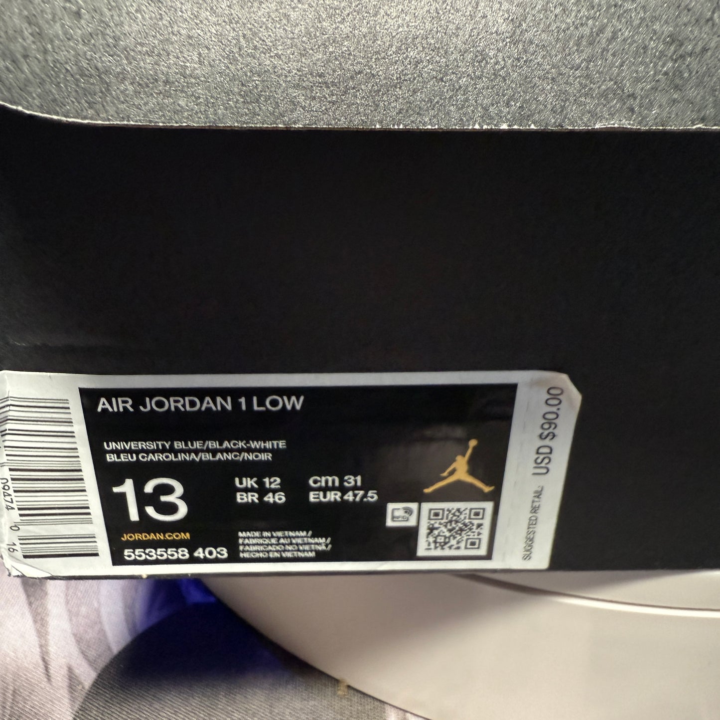 Nike Air Jordan 1 Retro Low University Blue/Black-White sz 13 553558-403