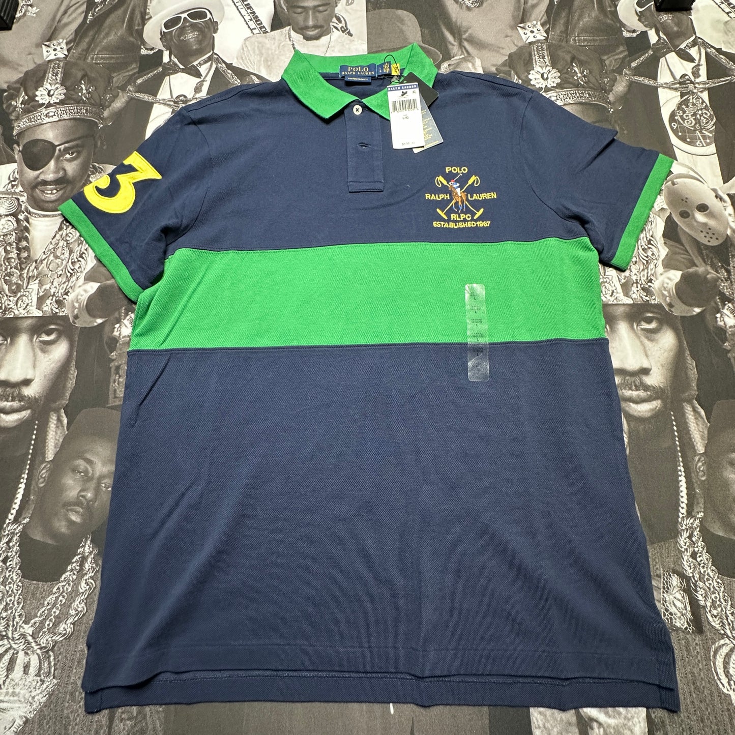 Polo Ralph Lauren 3 RLPC 1967 Color-Blocked Mesh Polo Shirt Blue Green 710826827001