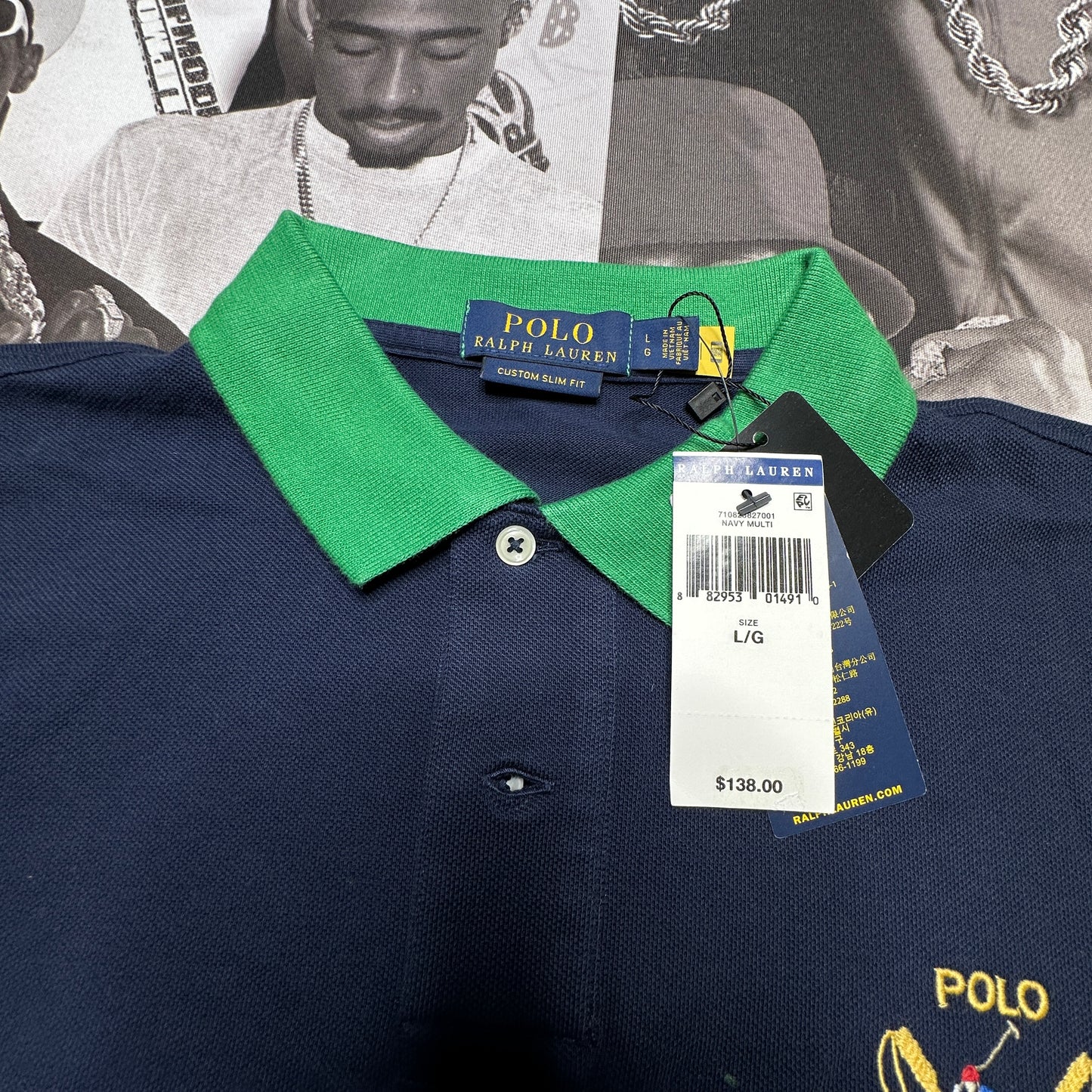 Polo Ralph Lauren 3 RLPC 1967 Color-Blocked Mesh Polo Shirt Blue Green 710826827001