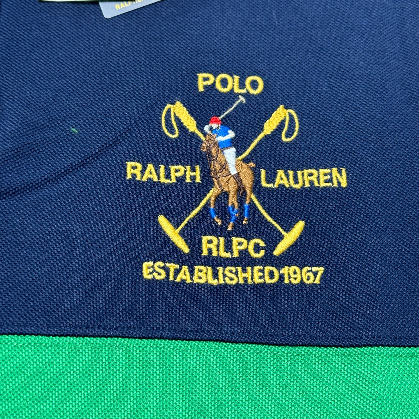 Polo Ralph Lauren 3 RLPC 1967 Color-Blocked Mesh Polo Shirt Blue Green 710826827001