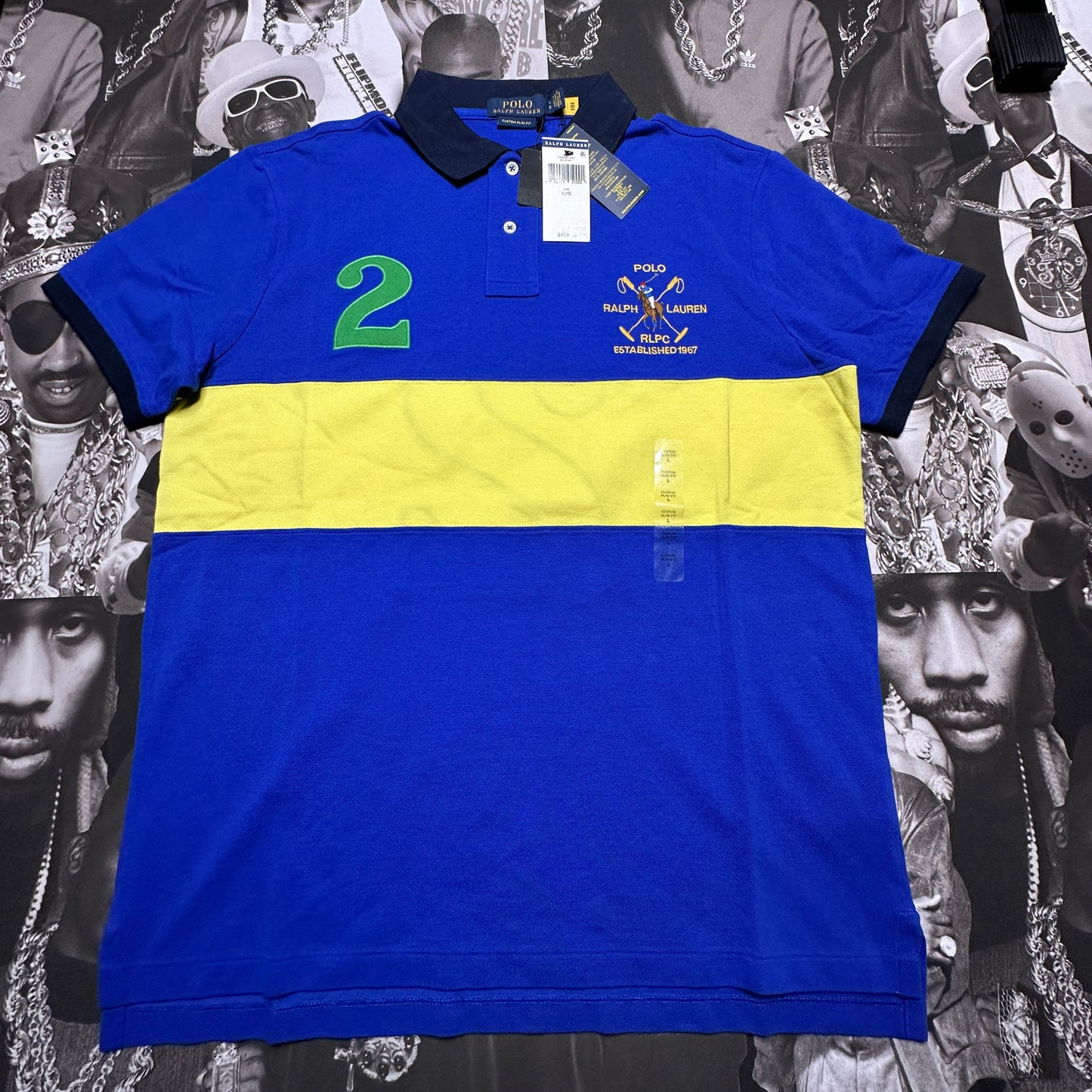 Polo Ralph Lauren 3 RLPC 1967 Color-Blocked Mesh Polo Shirt Blue Yellow 710823823001