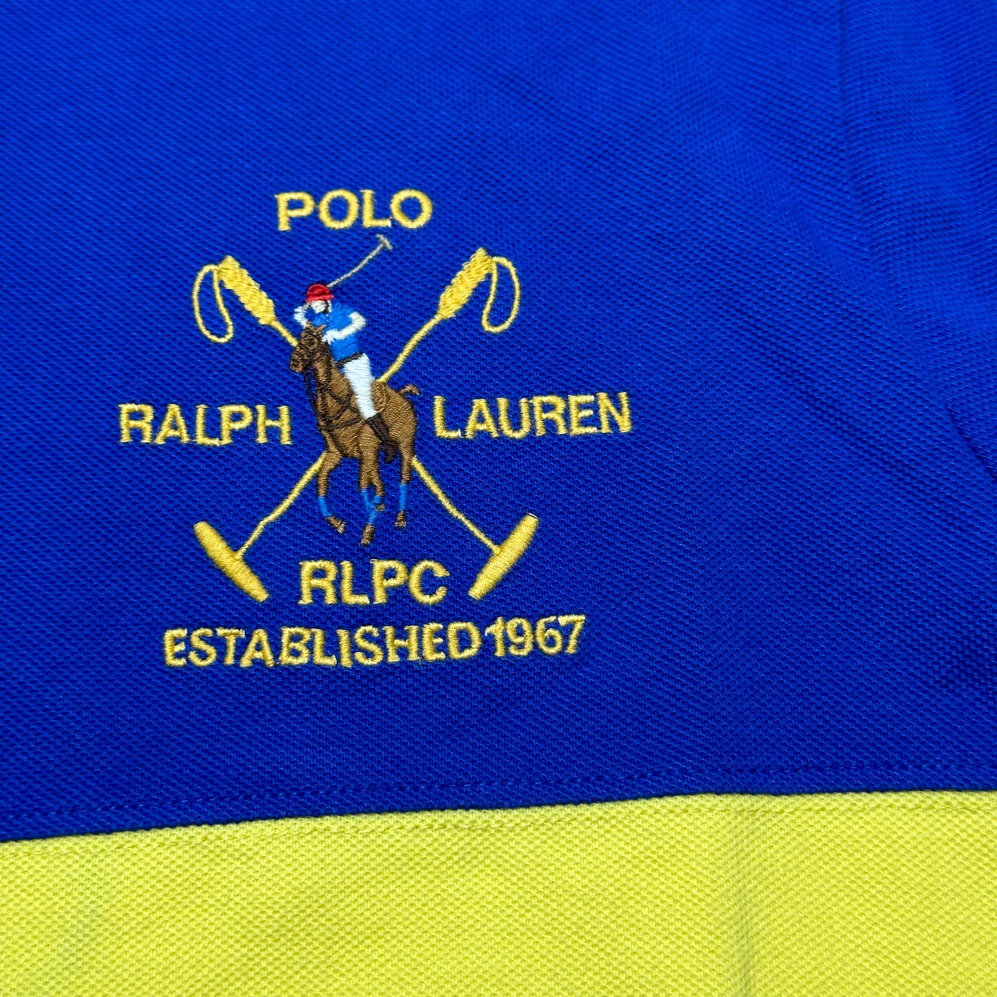 Polo Ralph Lauren 3 RLPC 1967 Color-Blocked Mesh Polo Shirt Blue Yellow 710823823001