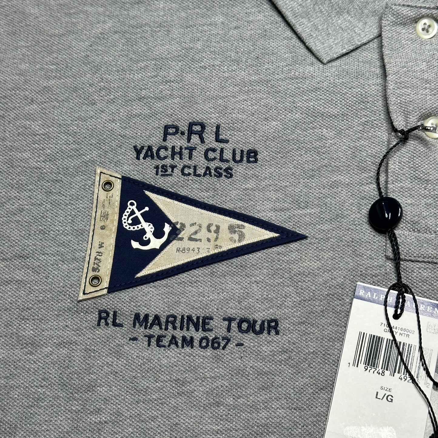 Polo Ralph Lauren Classic Fit Big Pony Yacht Club Polo Shirt Heather Grey Size Large 710944166002