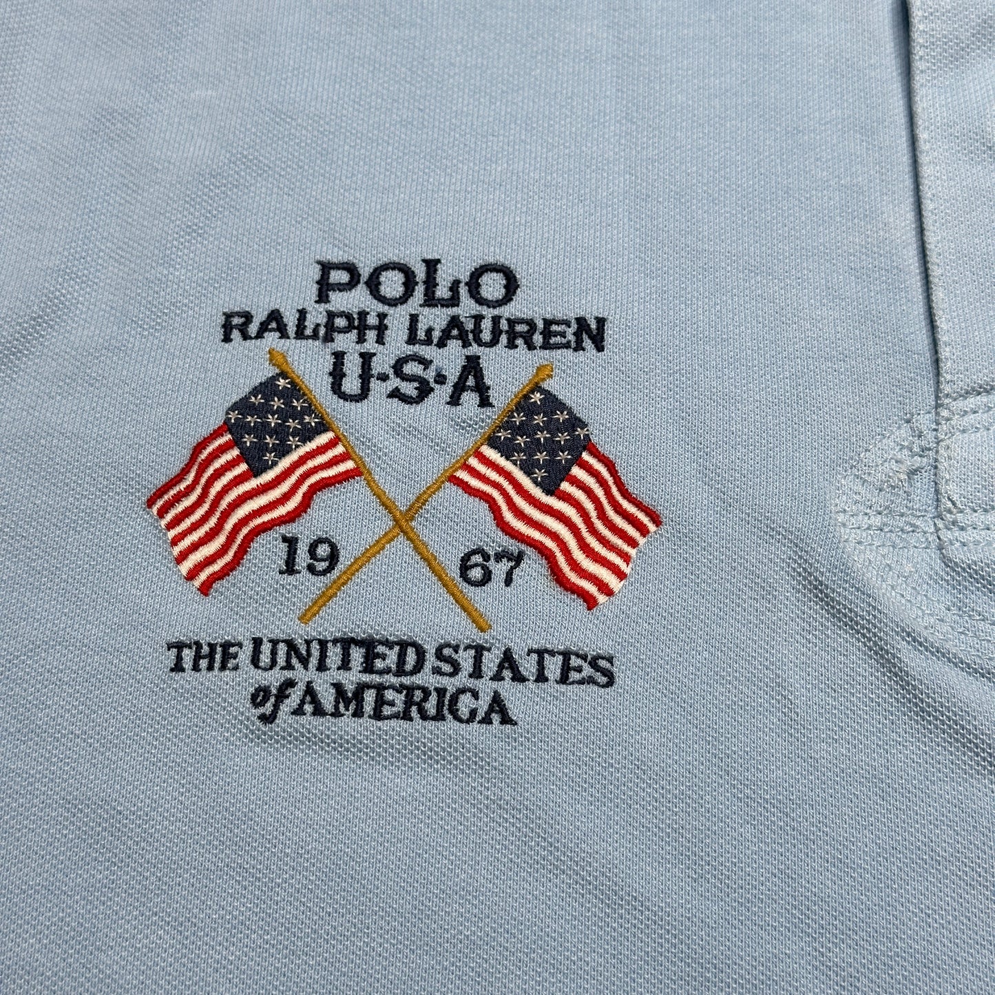 NWT Polo Ralph Lauren Classic Fit Flag-Embroidered Polo Shirt Estate Blue Size Large 710909603004