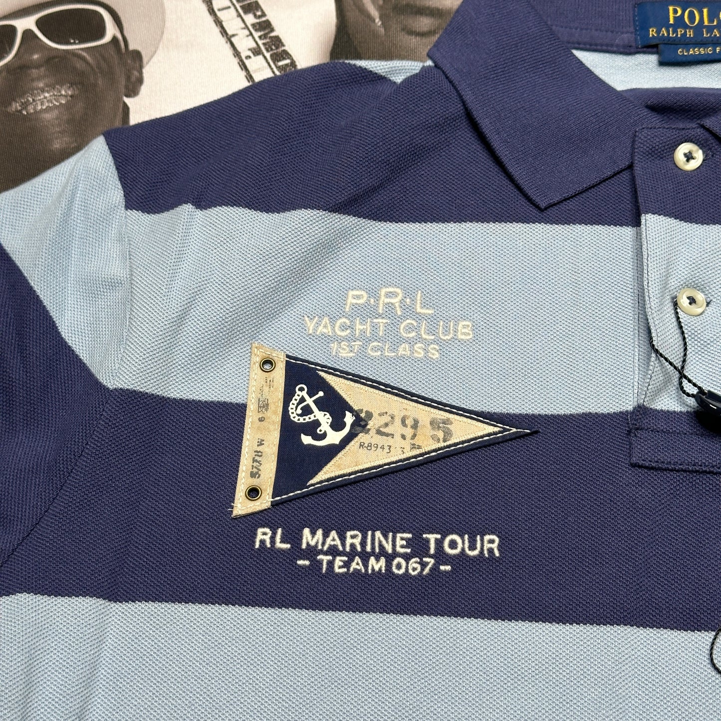 Polo Ralph Lauren Classic Fit Striped Big Pony Yacht Club Polo Shirt Blue/Multi Sz Large 710944168001
