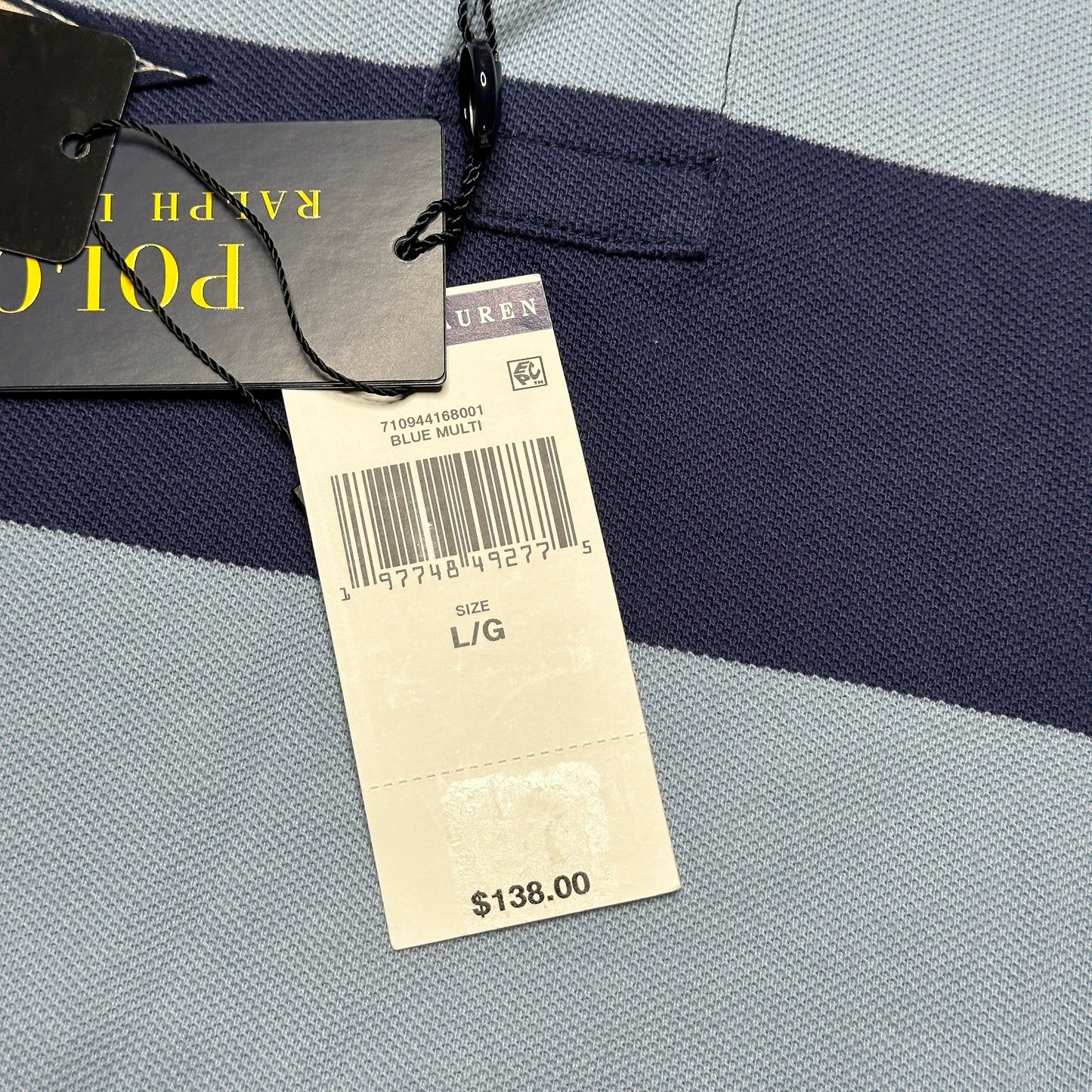 Polo Ralph Lauren Classic Fit Striped Big Pony Yacht Club Polo Shirt Blue/Multi Sz Large 710944168001