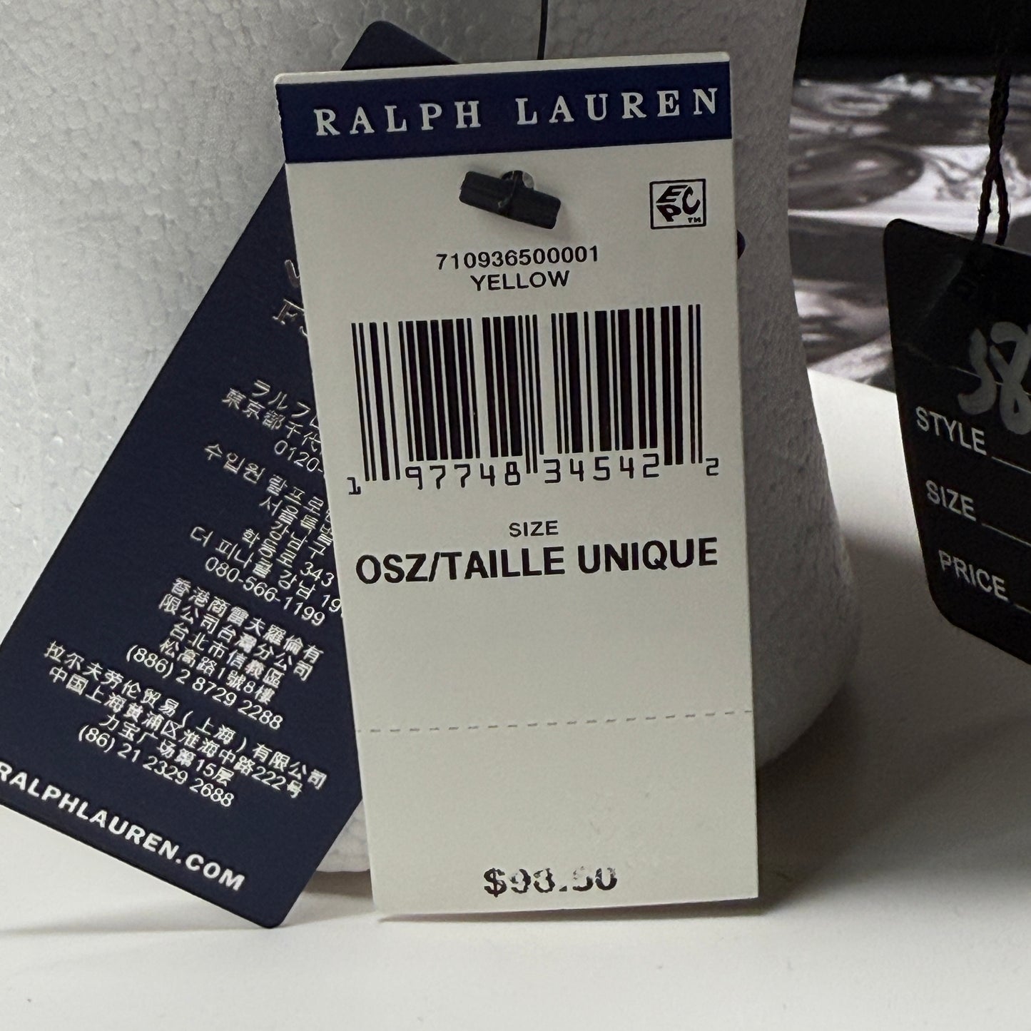 NWT Polo Ralph Lauren Classic Sport Long Bill RL-67 Sportswear Cap Yellow
