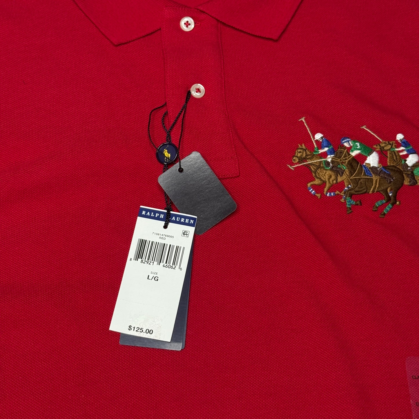 NWT Polo Ralph Lauren Custom Slim Fit Triple-Pony Polo Shirt Size Large