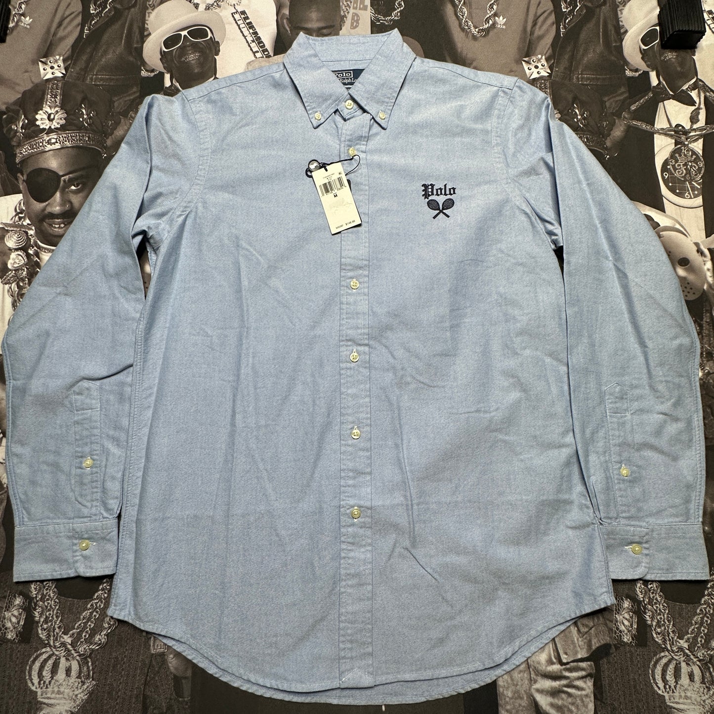 Polo Ralph Lauren Men's Classic-Fit Embroidered P-Wing Oxford Shirt Blue 710938421002
