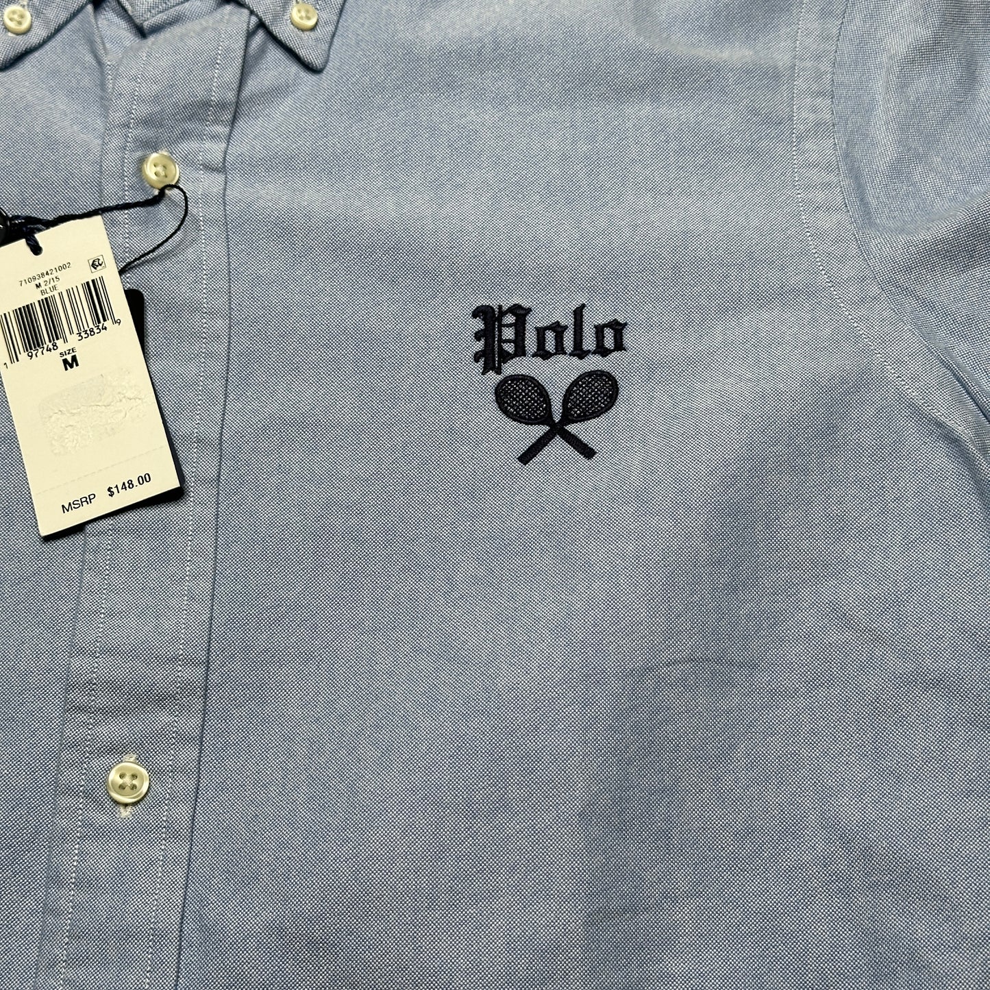 Polo Ralph Lauren Men's Classic-Fit Embroidered P-Wing Oxford Shirt Blue 710938421002