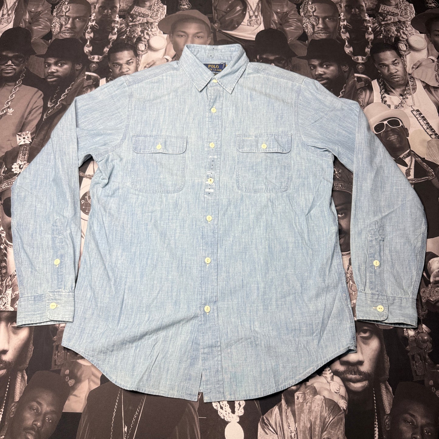 NWT Polo Ralph Lauren Men's Cotton Classic-Fit Chambray Graphic Workshirt